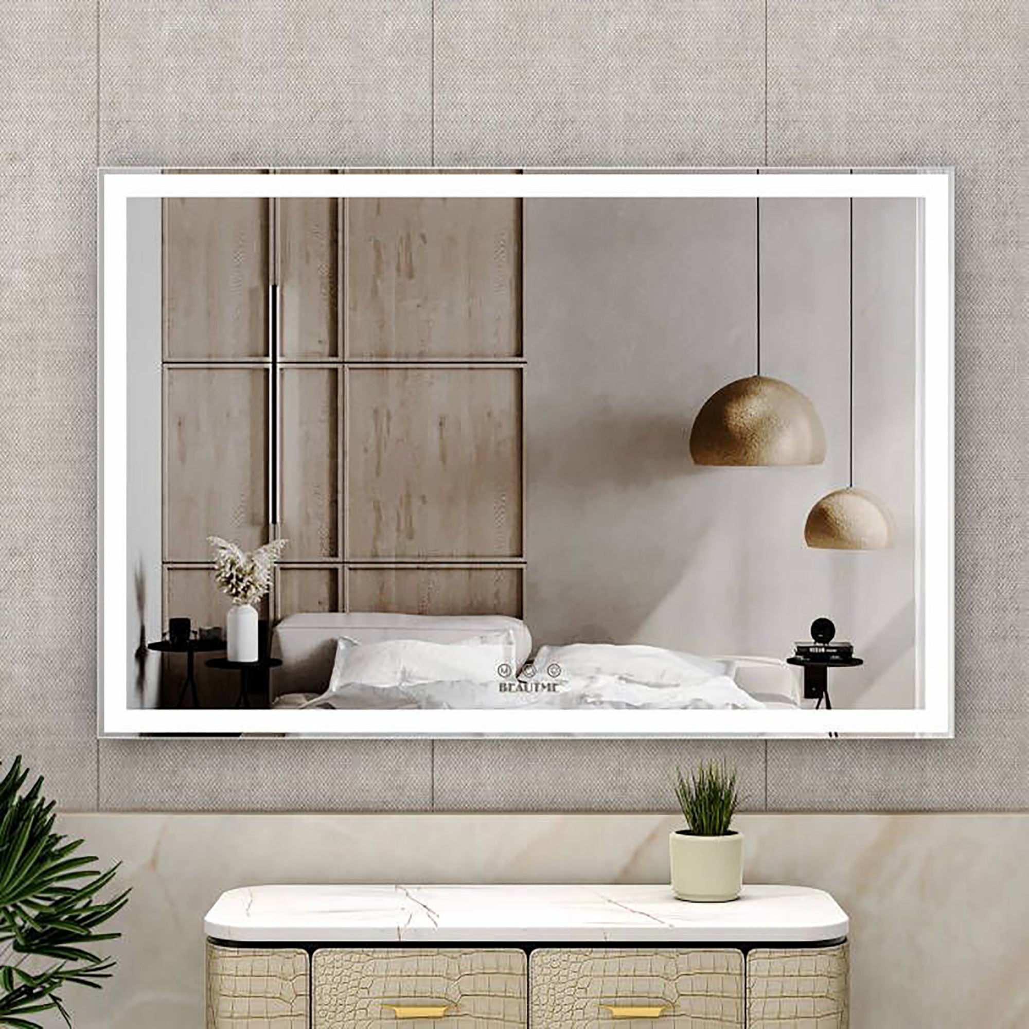 Rectangular Framed Wall Mounted LED Bathroom Vanity Mirror