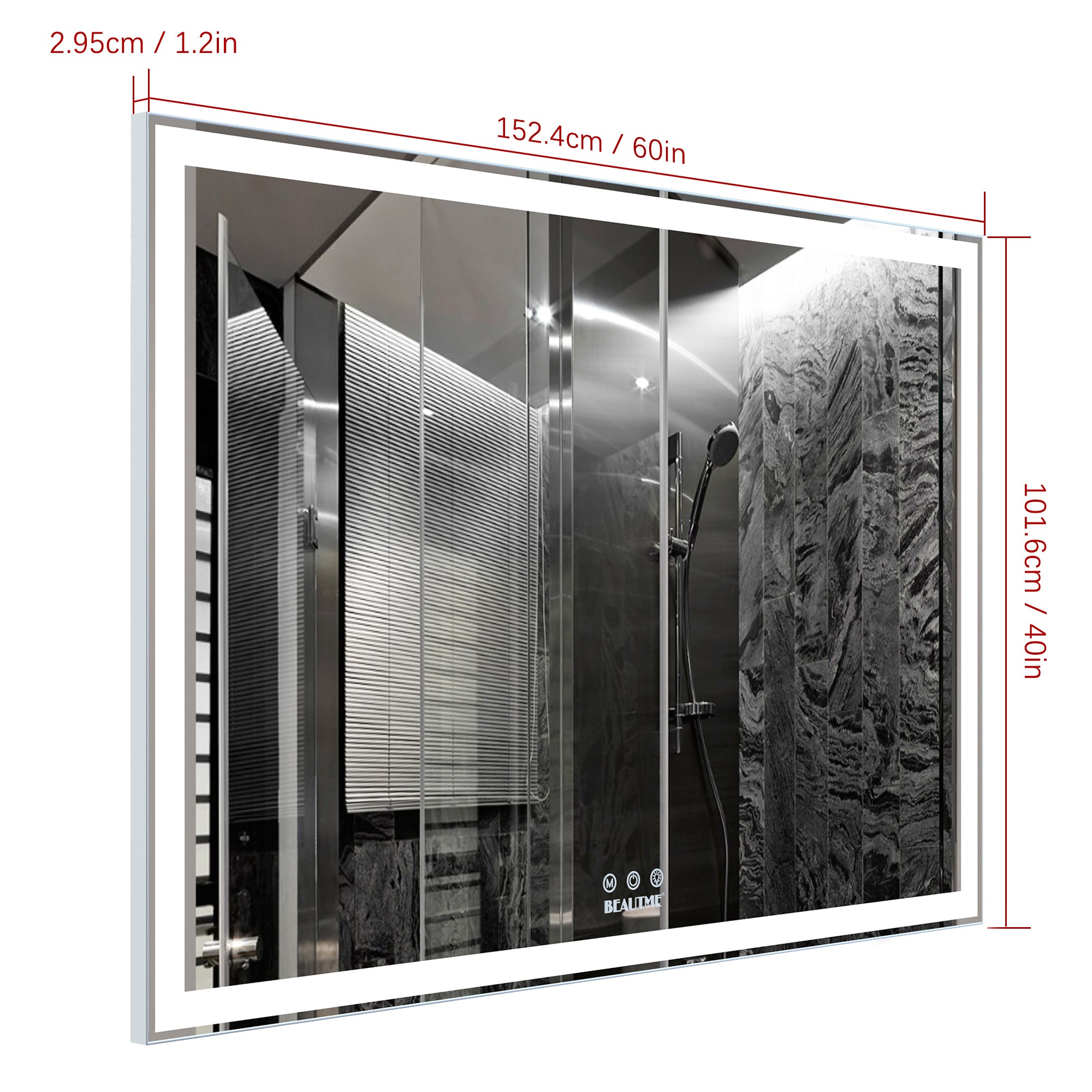 Rectangular Framed Wall Mounted LED Bathroom Vanity Mirror