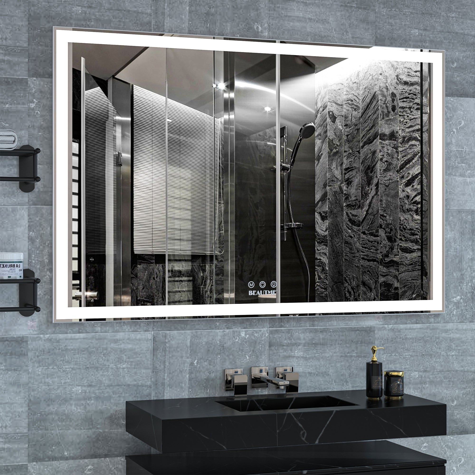 Rectangular Framed Wall Mounted LED Bathroom Vanity Mirror