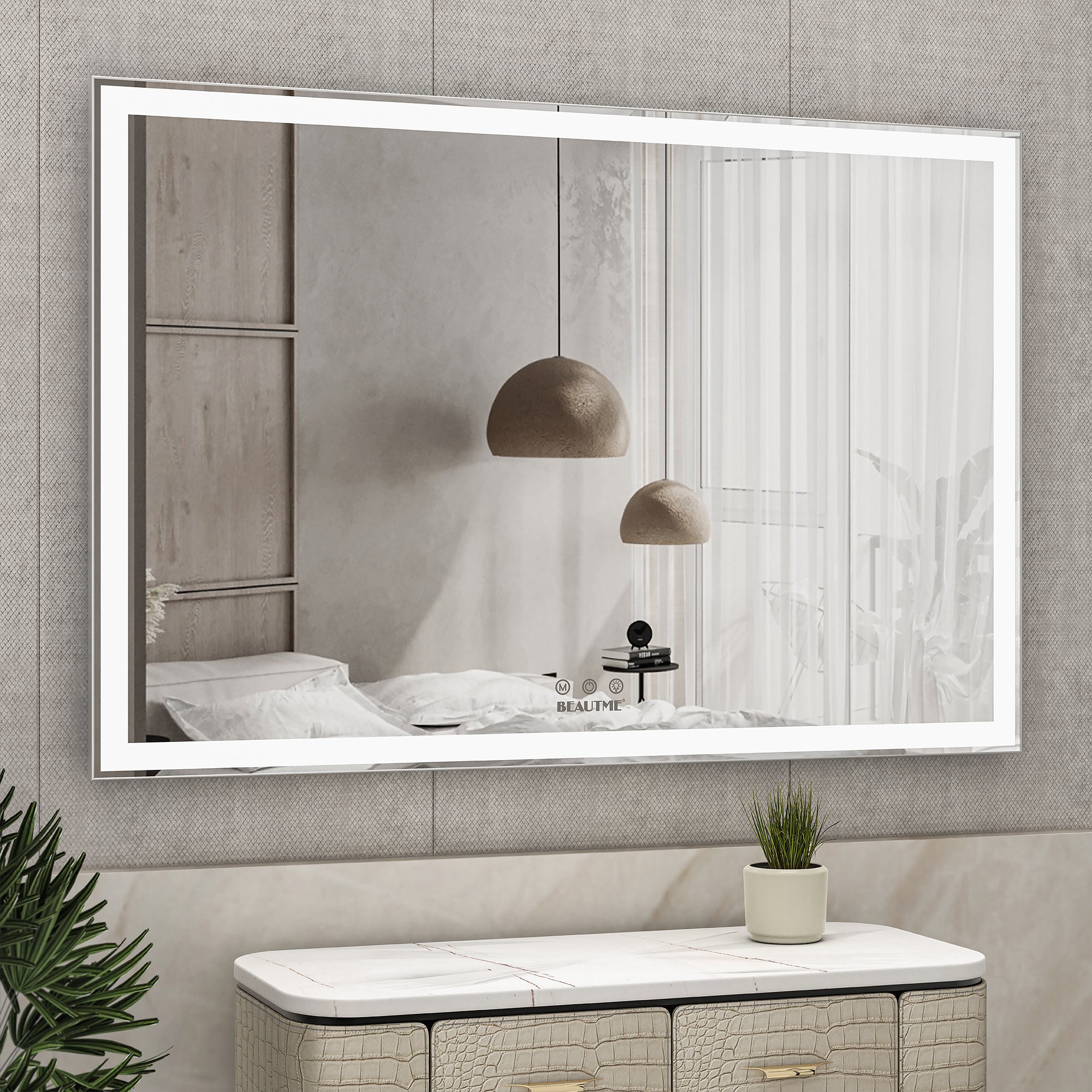Rectangular Framed Wall Mounted LED Bathroom Vanity Mirror