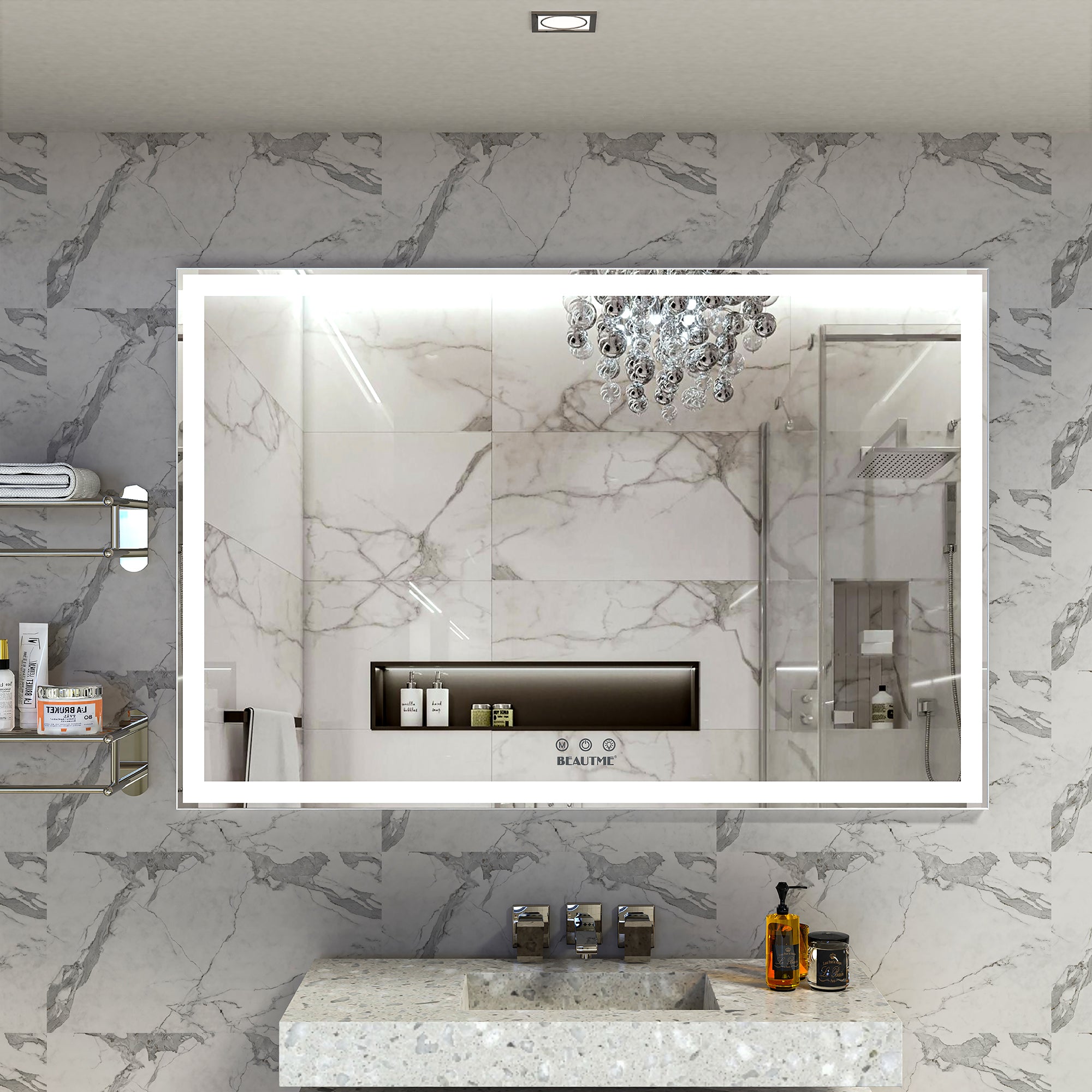 Rectangular Framed Wall Mounted LED Bathroom Vanity Mirror