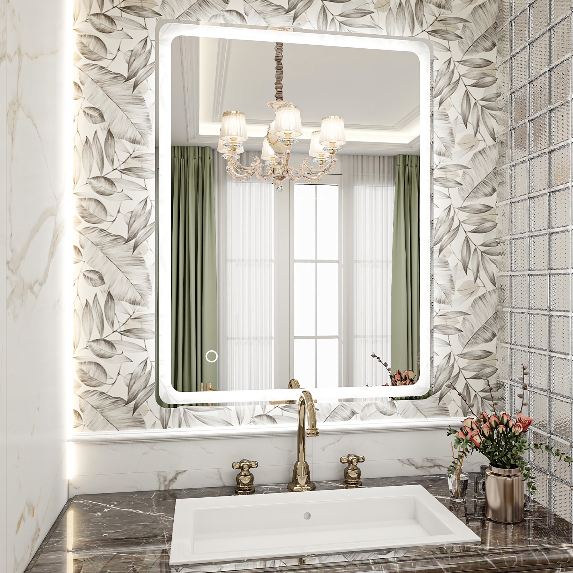 Rectangular Frameless Dimmable Wall Mounted LED Bathroom Vanity Mirror