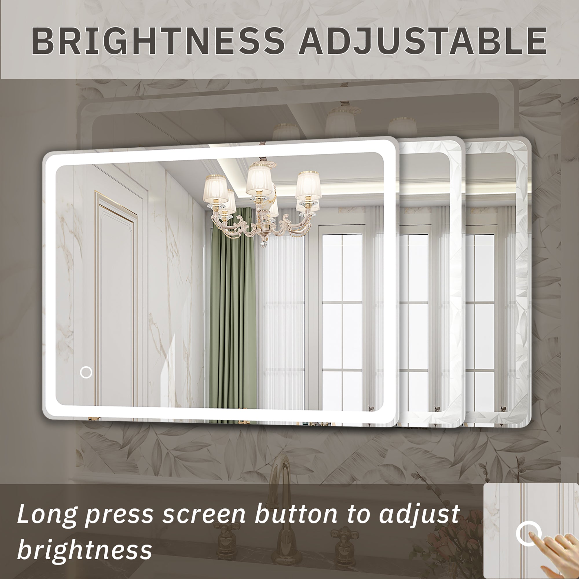 Rectangular Frameless Dimmable Wall Mounted LED Bathroom Vanity Mirror