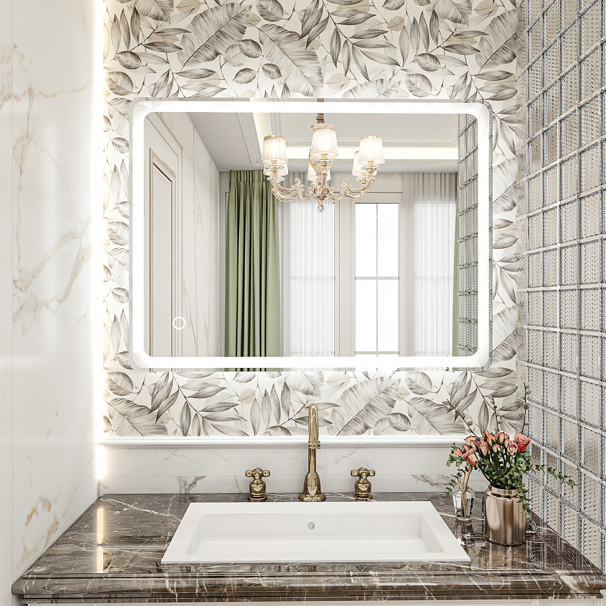 Rectangular Frameless Dimmable Wall Mounted LED Bathroom Vanity Mirror