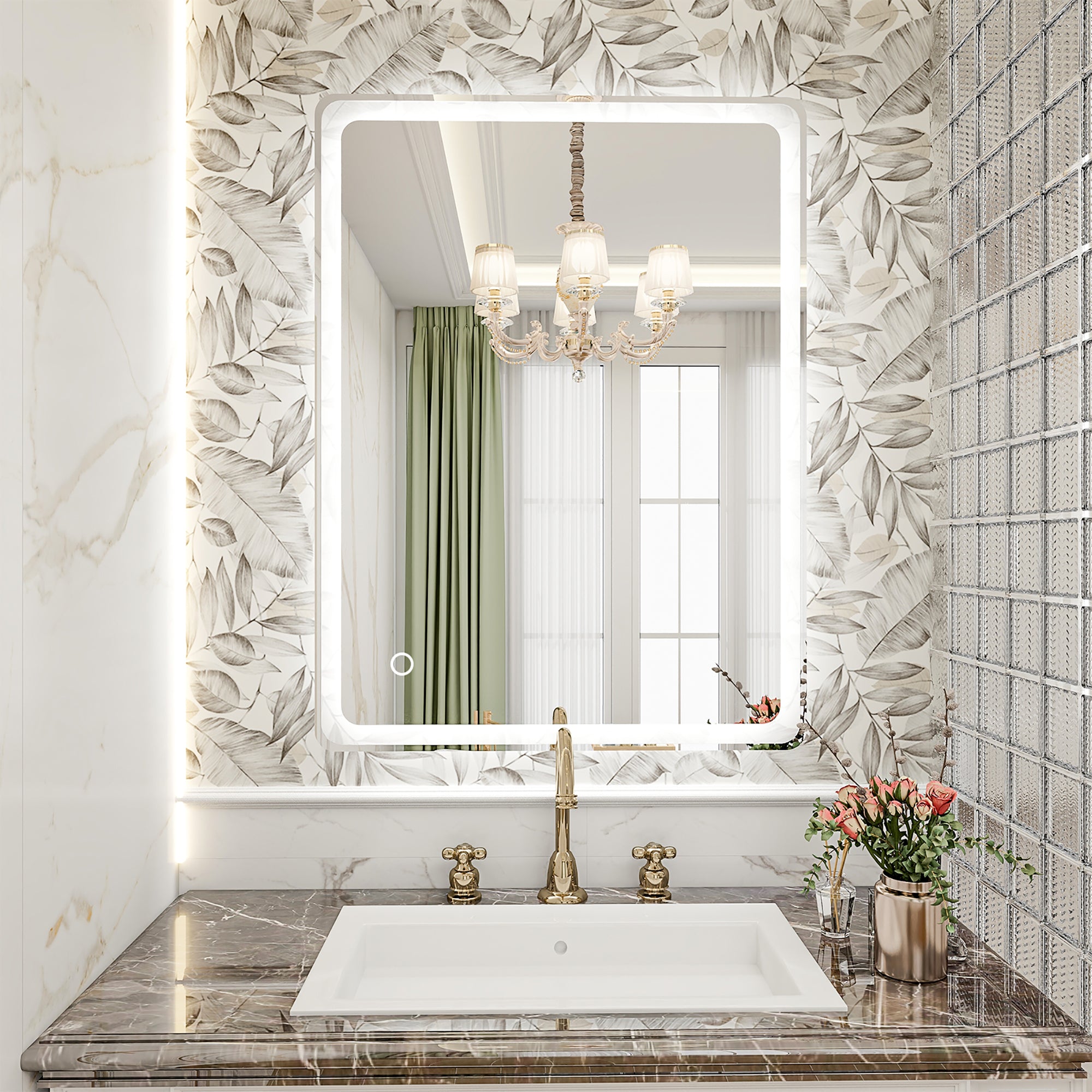 Rectangular Frameless Dimmable Wall Mounted LED Bathroom Vanity Mirror