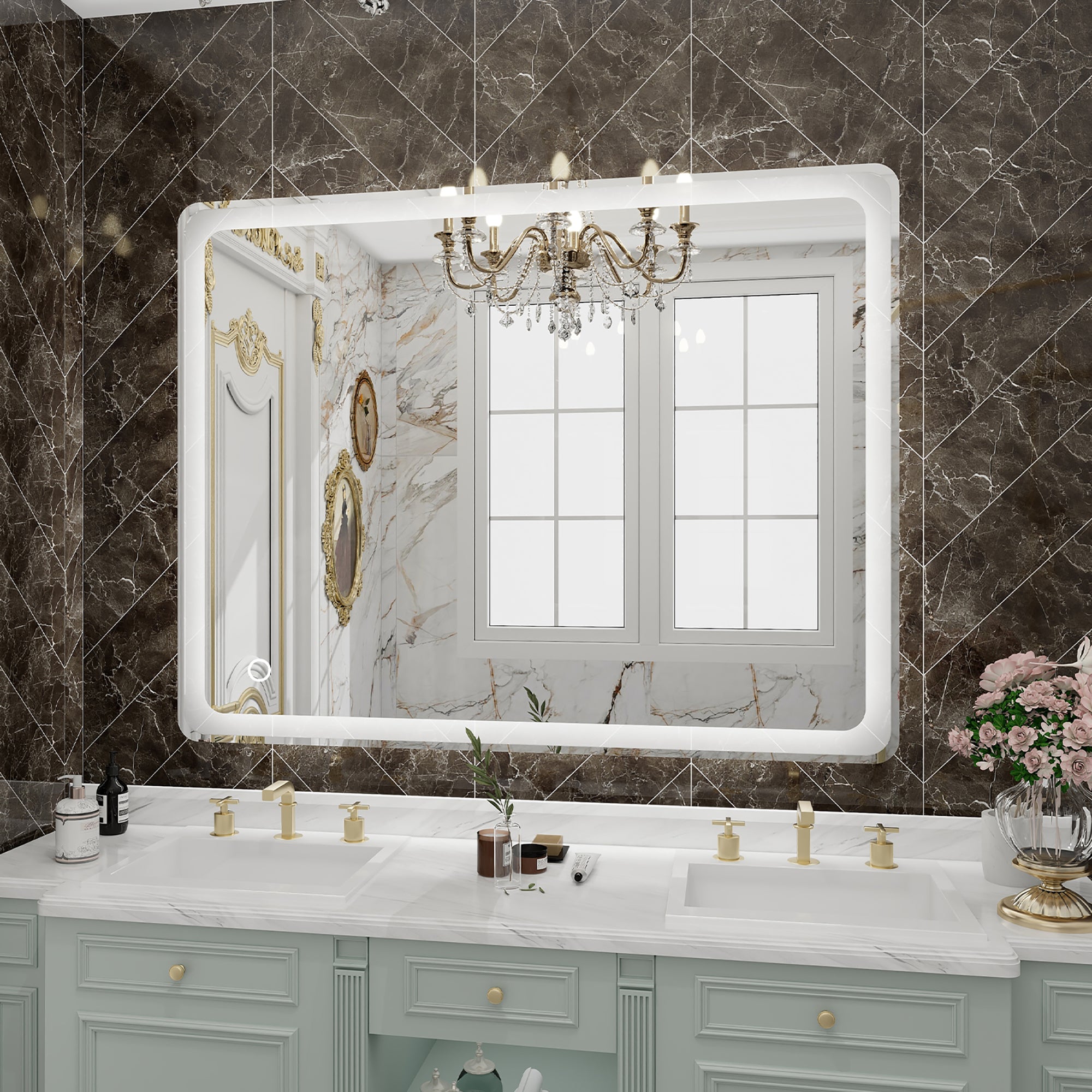 Rectangular Frameless Dimmable Wall Mounted LED Bathroom Vanity Mirror