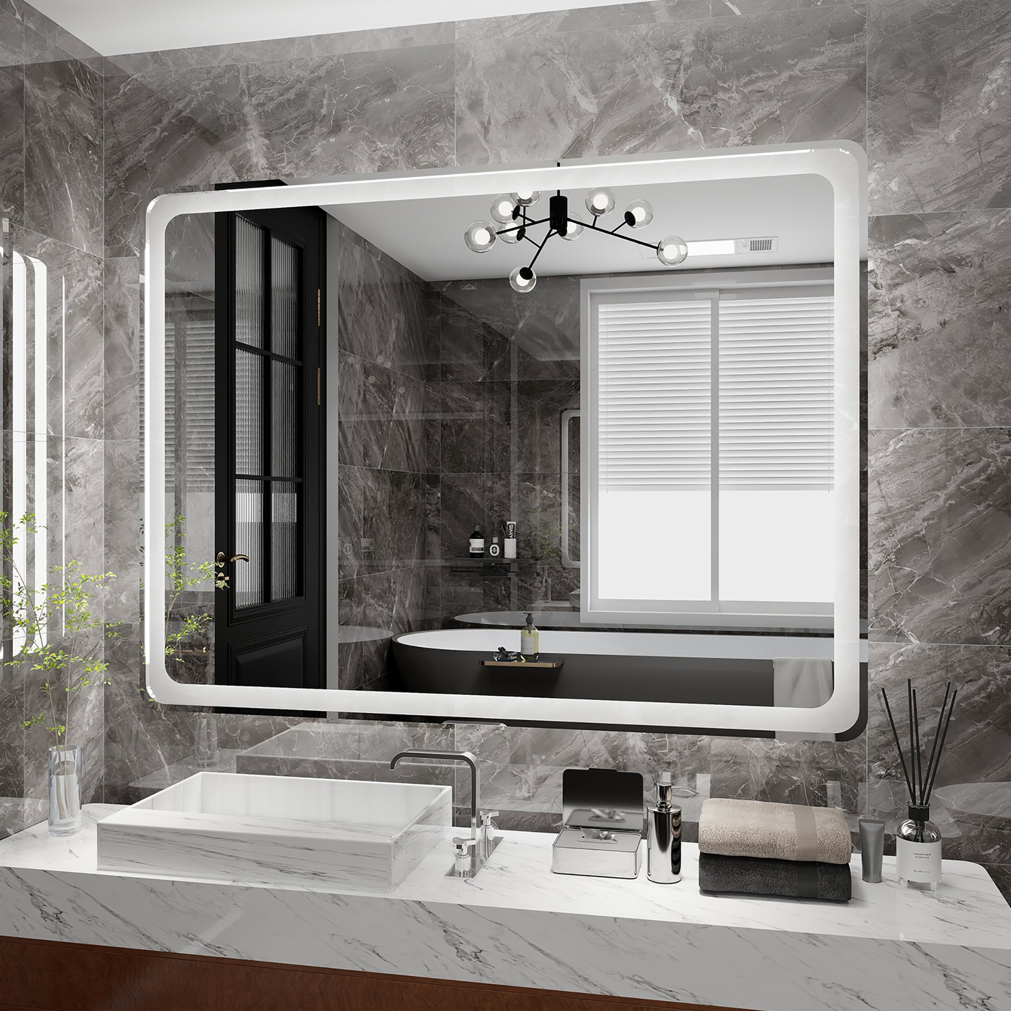Rectangular Frameless Dimmable Wall Mounted LED Bathroom Vanity Mirror