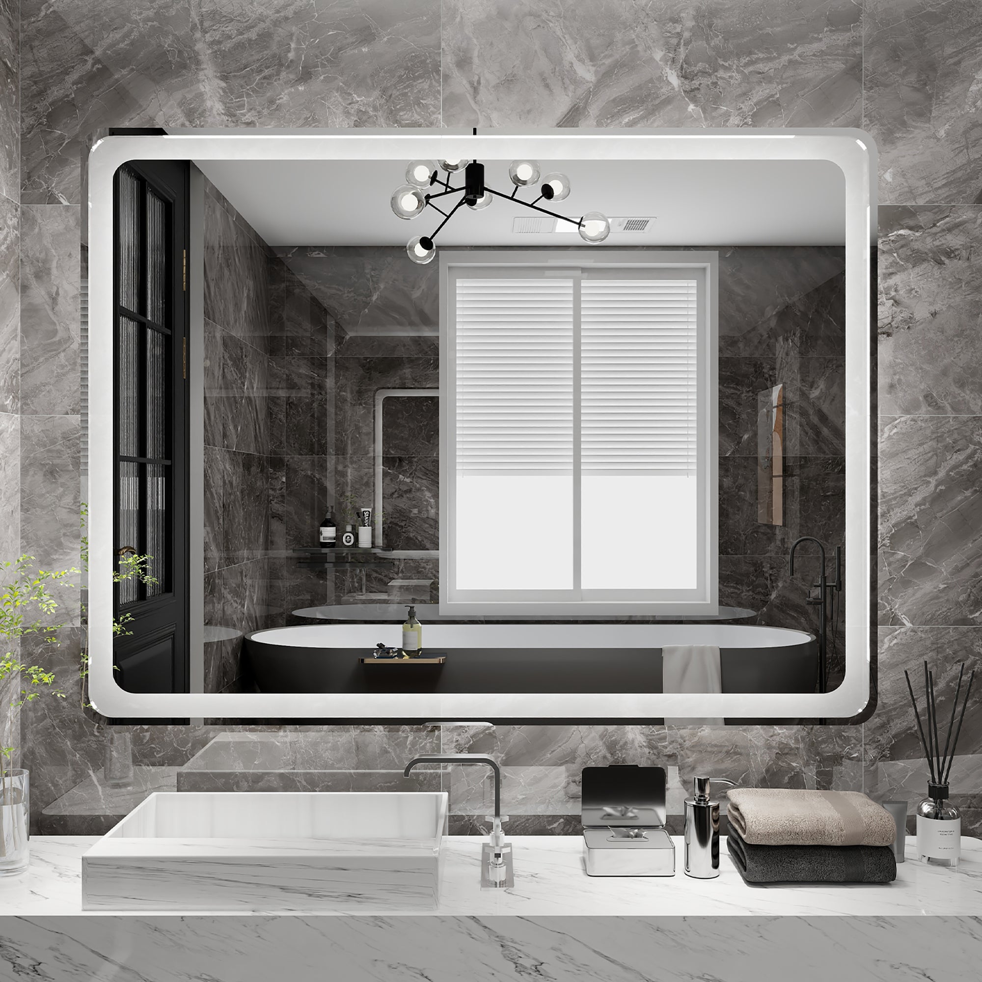 Rectangular Frameless Dimmable Wall Mounted LED Bathroom Vanity Mirror