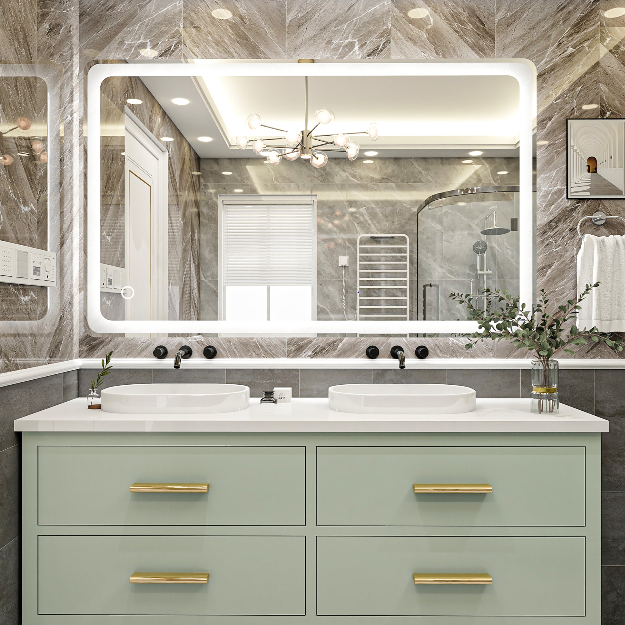 Rectangular Frameless Dimmable Wall Mounted LED Bathroom Vanity Mirror
