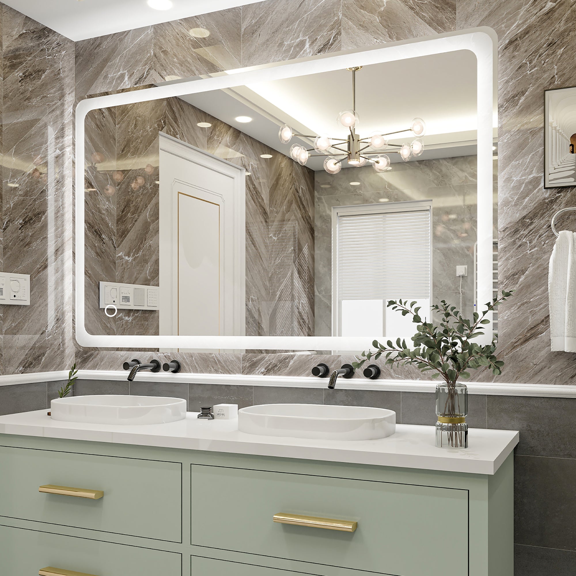 Rectangular Frameless Dimmable Wall Mounted LED Bathroom Vanity Mirror