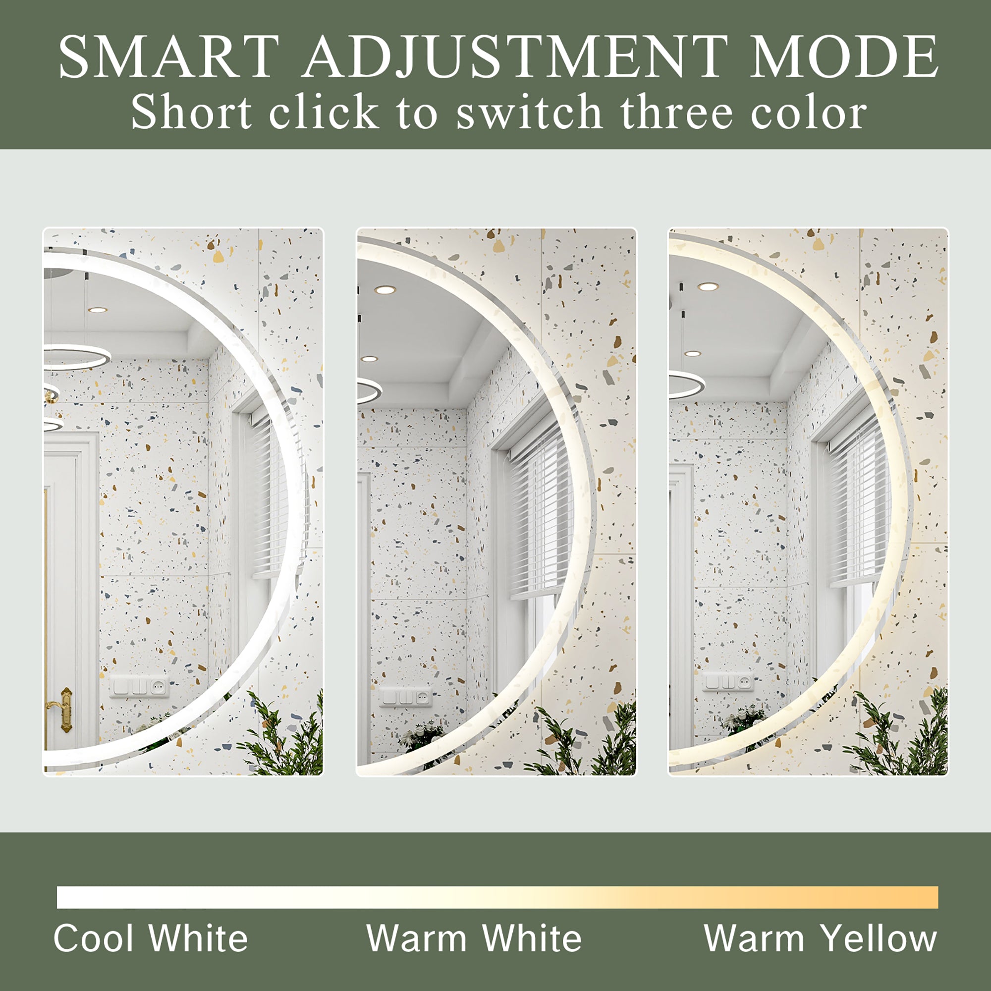 Round Frameless Dimmable Wall Mounted LED Bathroom Vanity Mirror