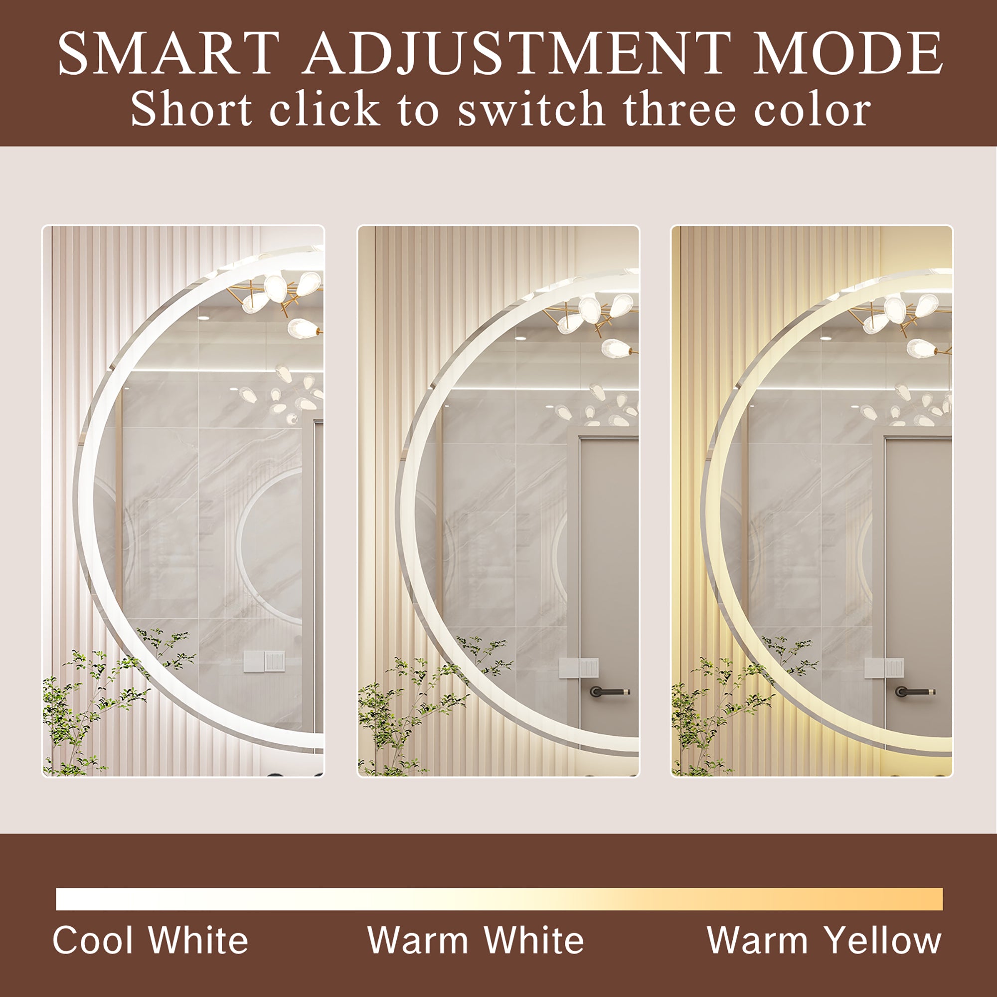 Round Frameless Dimmable Wall Mounted LED Bathroom Vanity Mirror