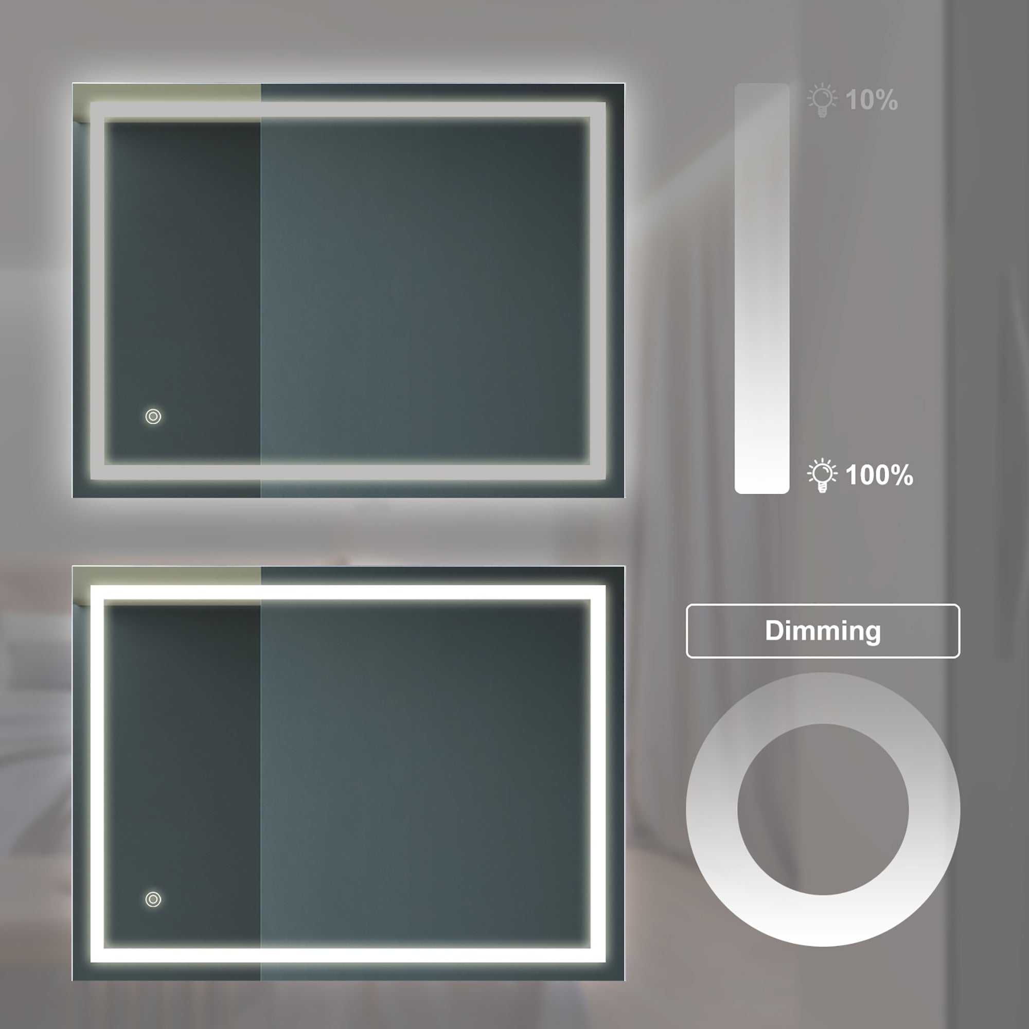 Rectangular Frameless Anti-Fog Wall Mounted LED Bathroom Vanity Mirror