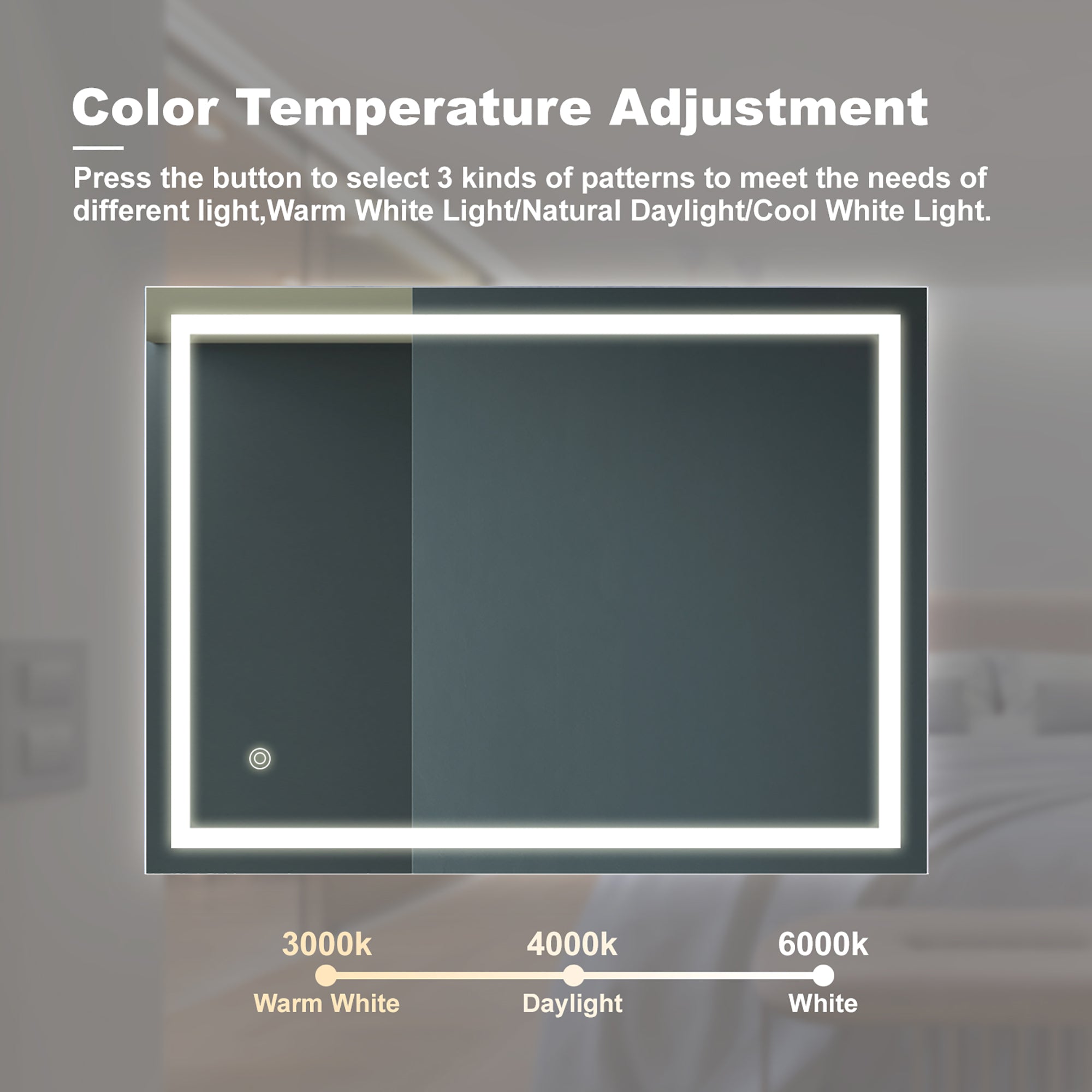 Rectangular Frameless Anti-Fog Wall Mounted LED Bathroom Vanity Mirror