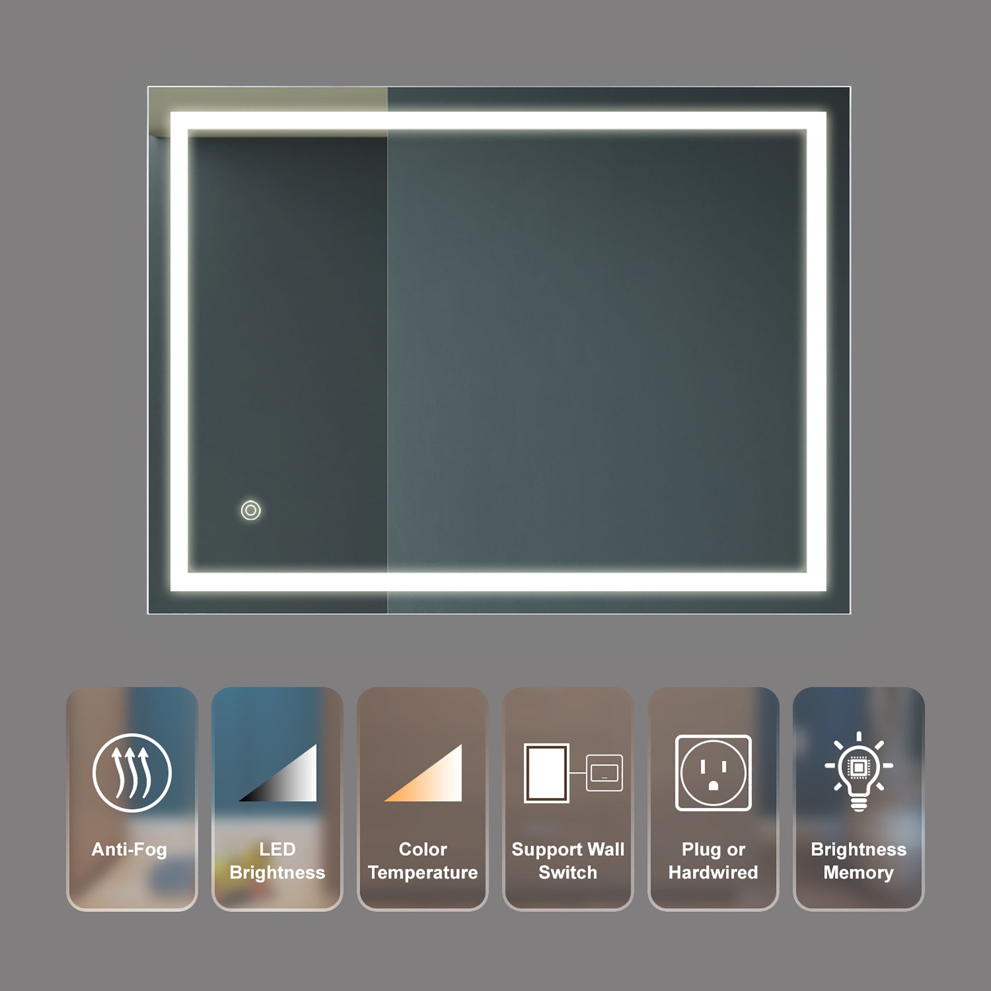 Rectangular Frameless Anti-Fog Wall Mounted LED Bathroom Vanity Mirror
