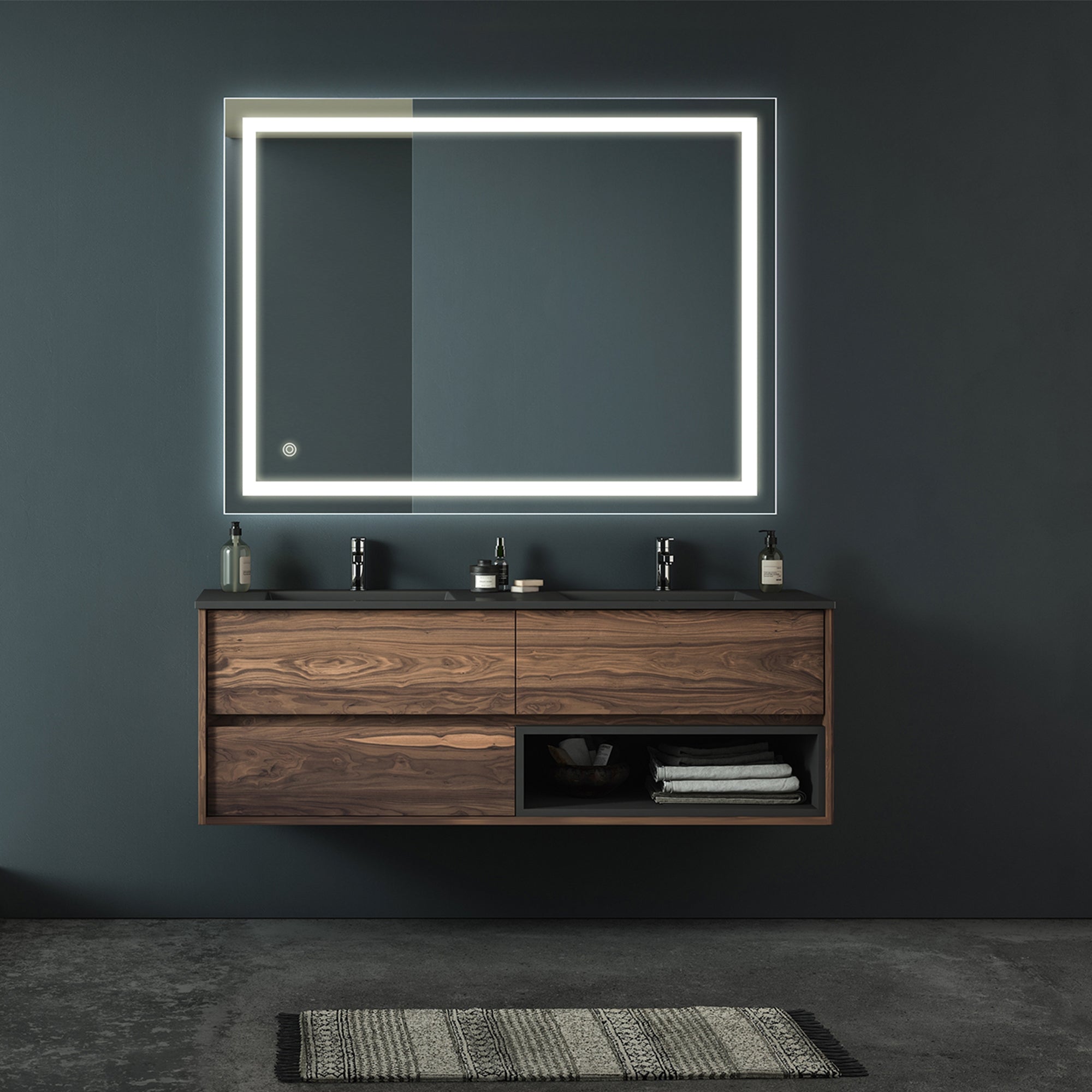 Rectangular Frameless Anti-Fog Wall Mounted LED Bathroom Vanity Mirror