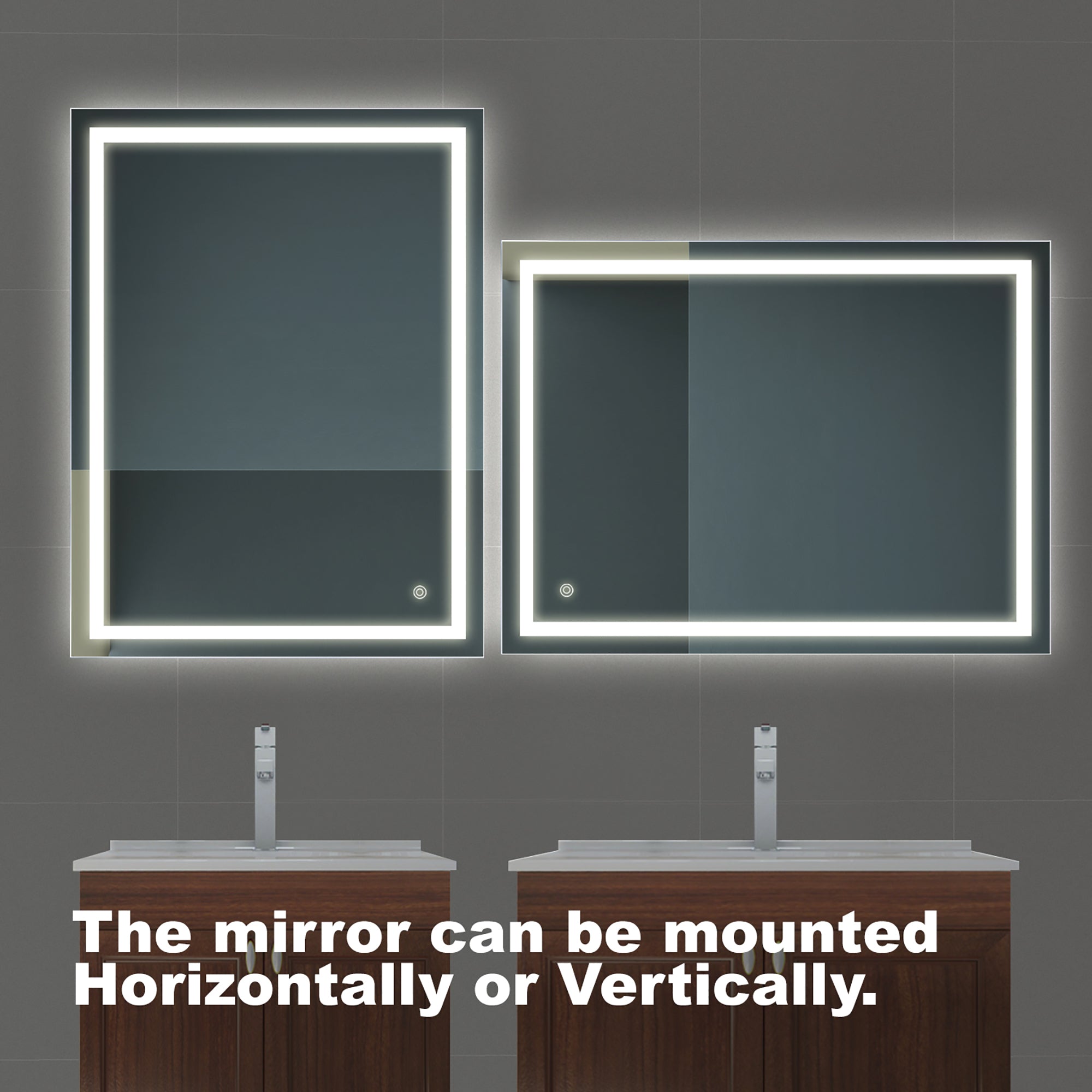 Rectangular Frameless Anti-Fog Wall Mounted LED Bathroom Vanity Mirror