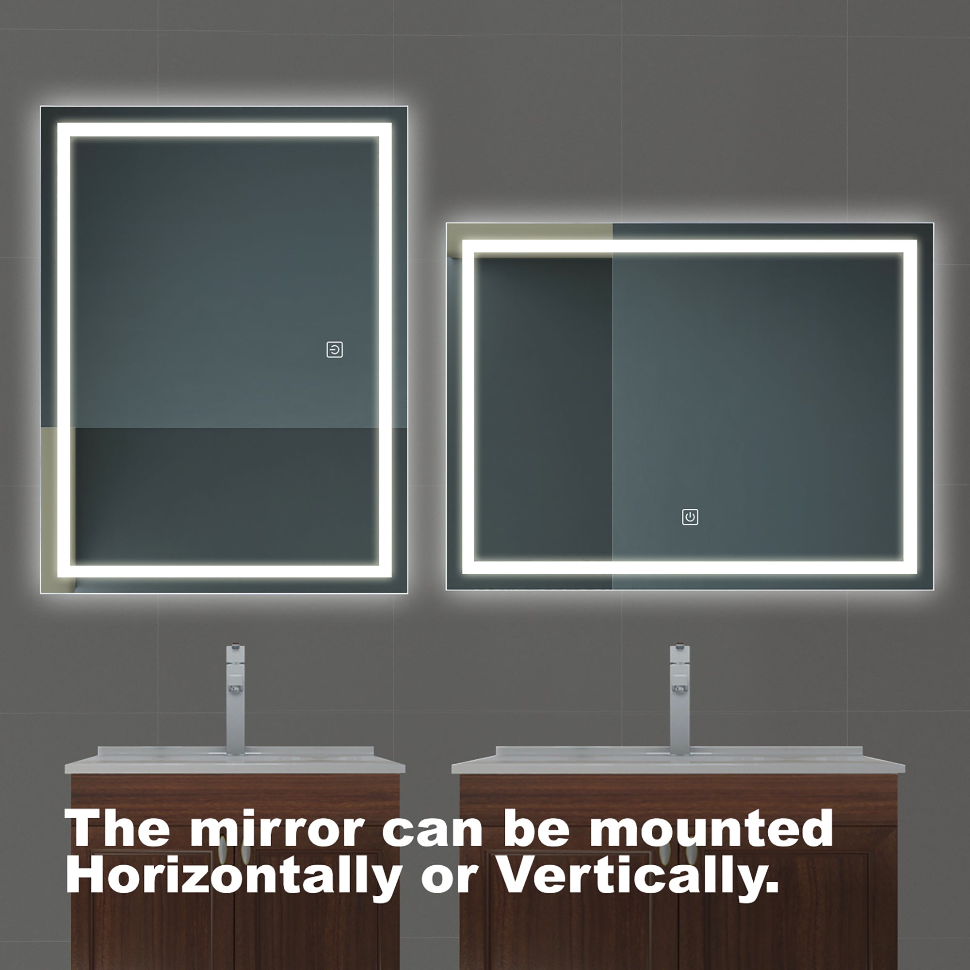Rectangular Frameless Anti-Fog Wall Mounted LED Bathroom Vanity Mirror