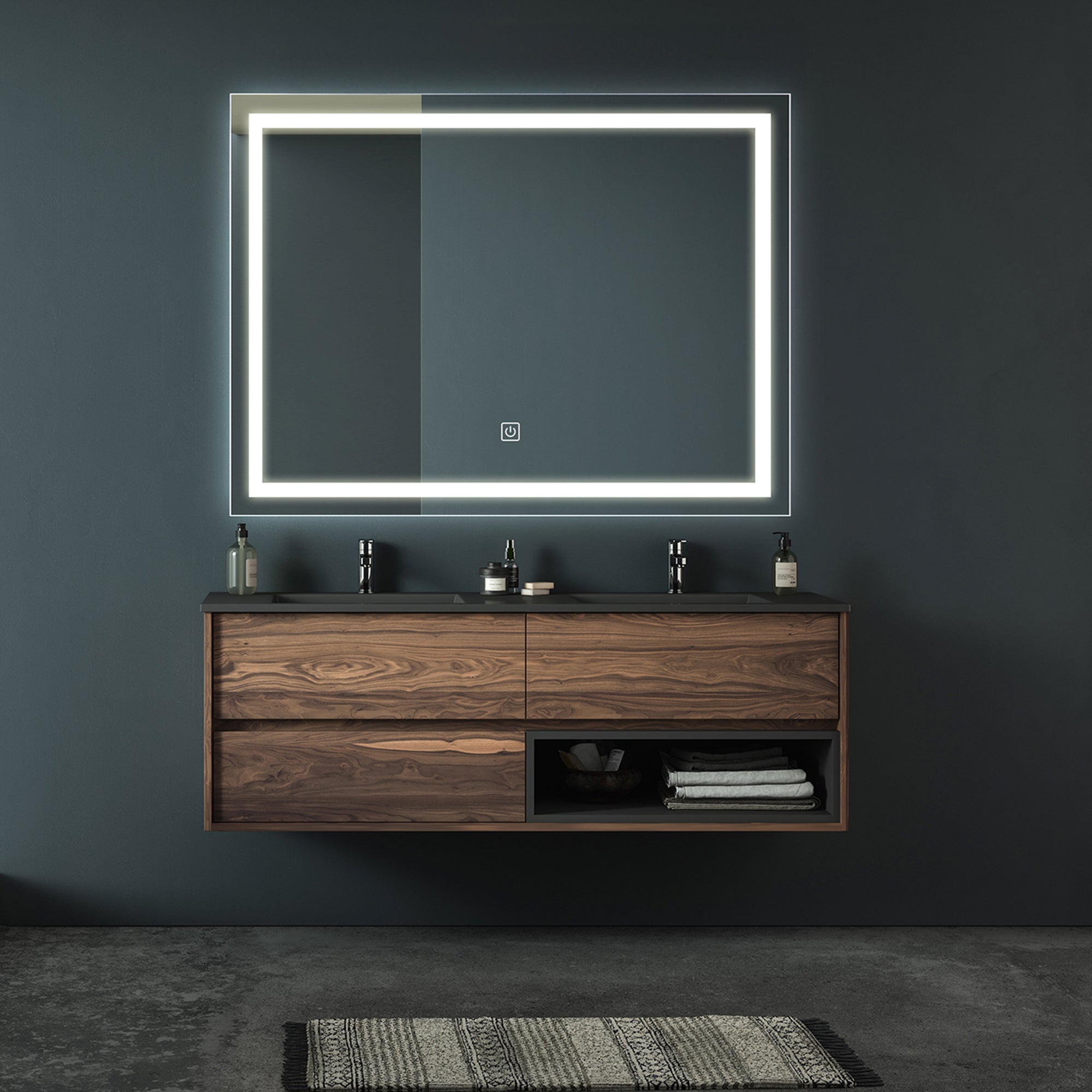 Rectangular Frameless Anti-Fog Wall Mounted LED Bathroom Vanity Mirror