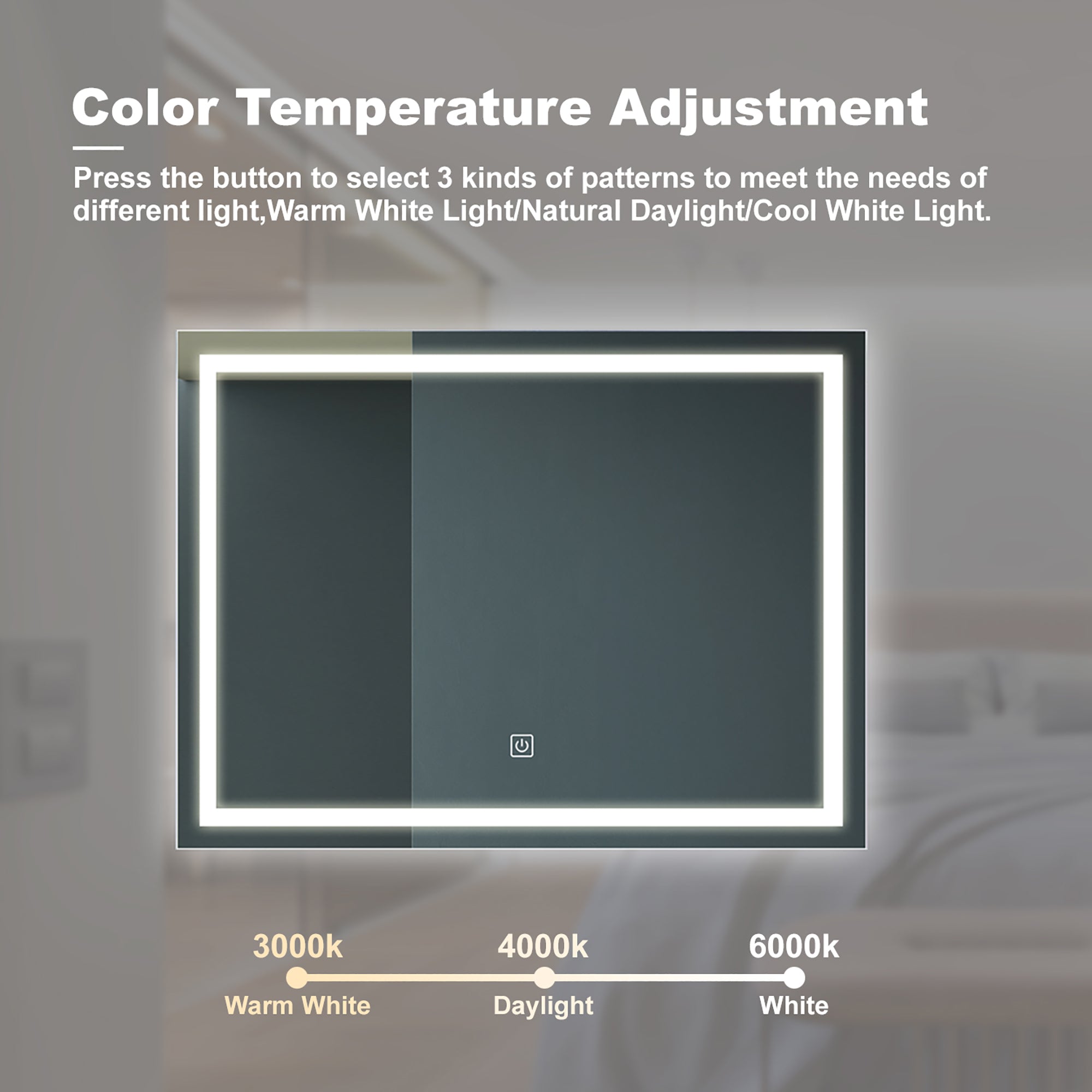 Rectangular Frameless Anti-Fog Wall Mounted LED Bathroom Vanity Mirror