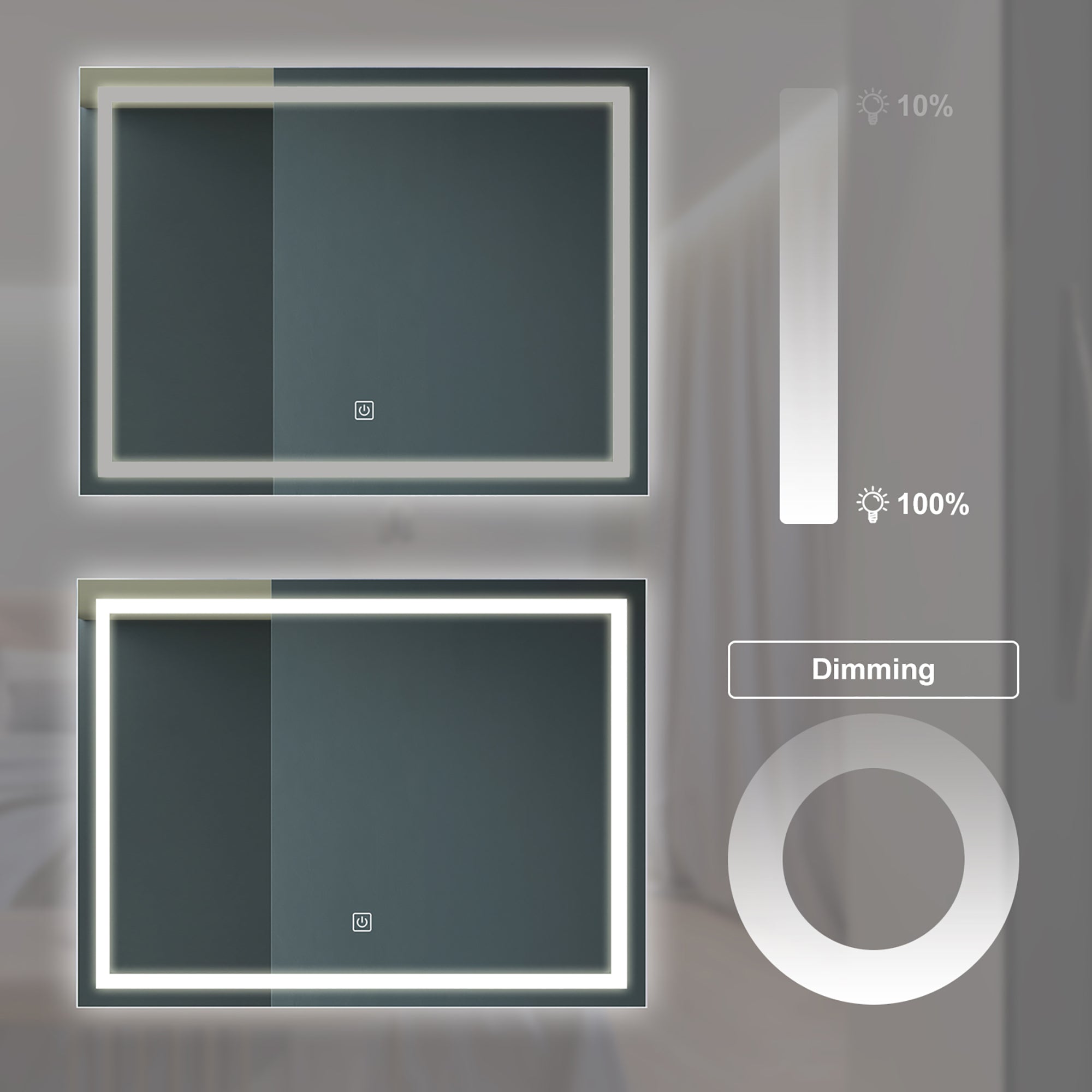 Rectangular Frameless Anti-Fog Wall Mounted LED Bathroom Vanity Mirror