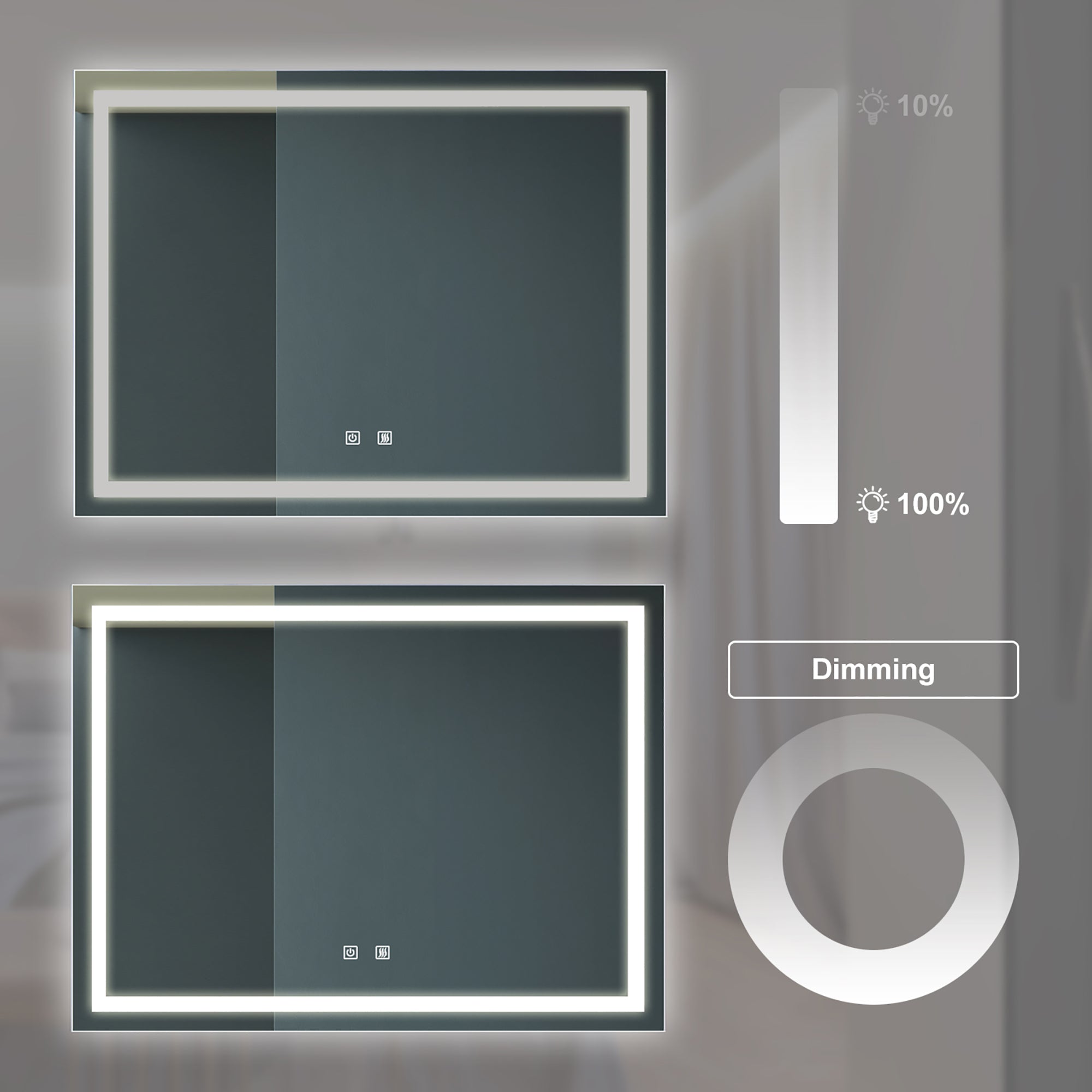 Rectangular Frameless Anti-Fog Wall Mounted LED Bathroom Vanity Mirror