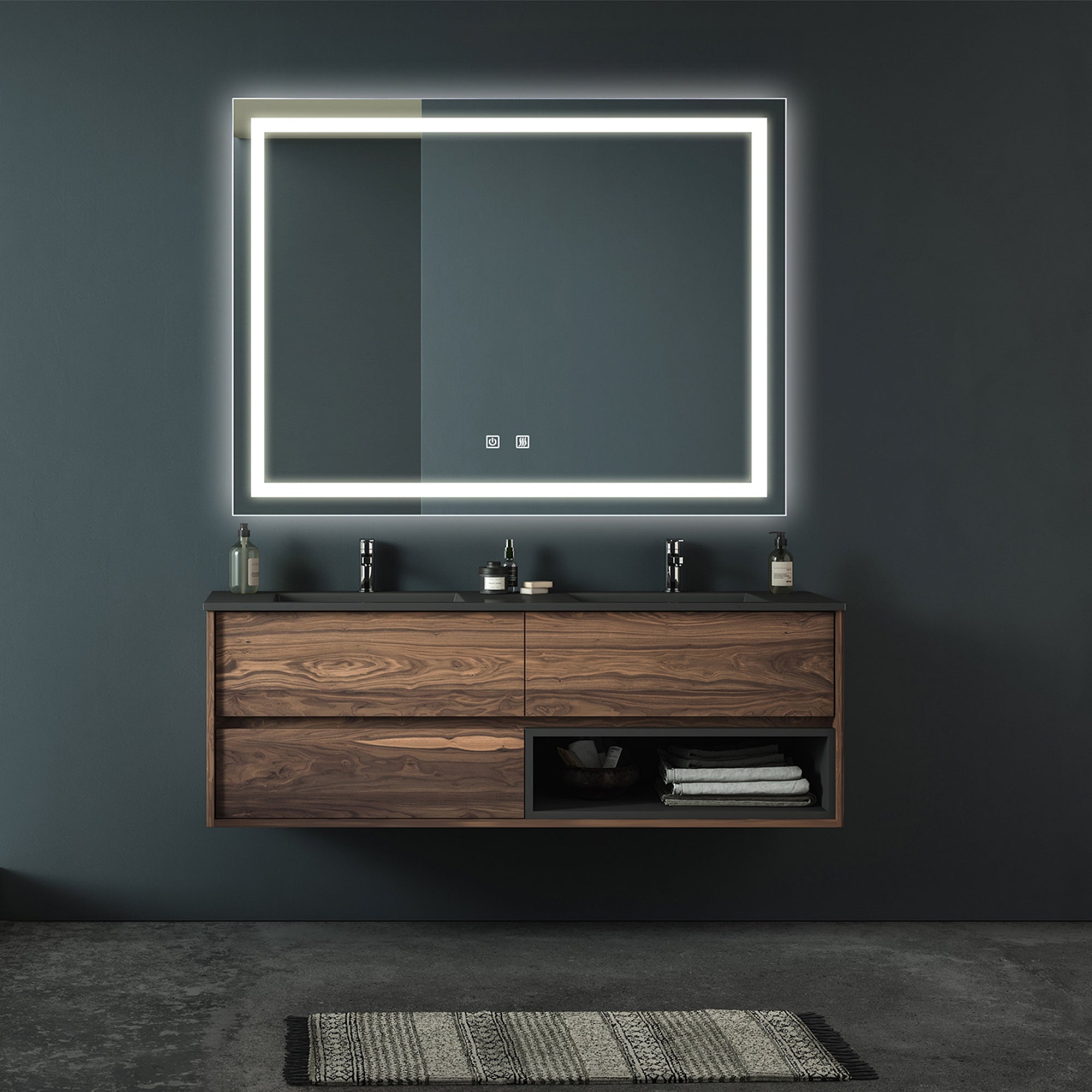 Rectangular Frameless Anti-Fog Wall Mounted LED Bathroom Vanity Mirror