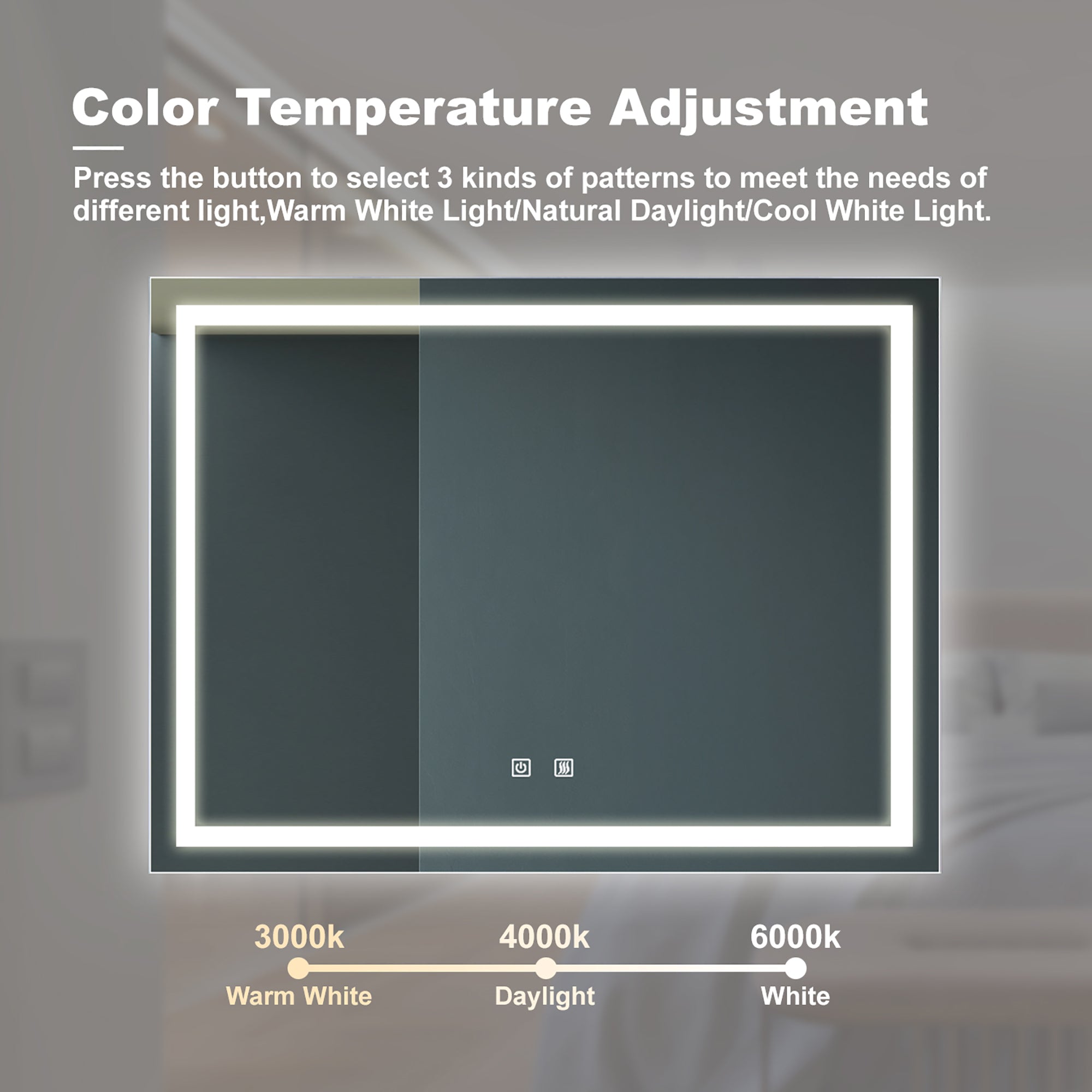 Rectangular Frameless Anti-Fog Wall Mounted LED Bathroom Vanity Mirror