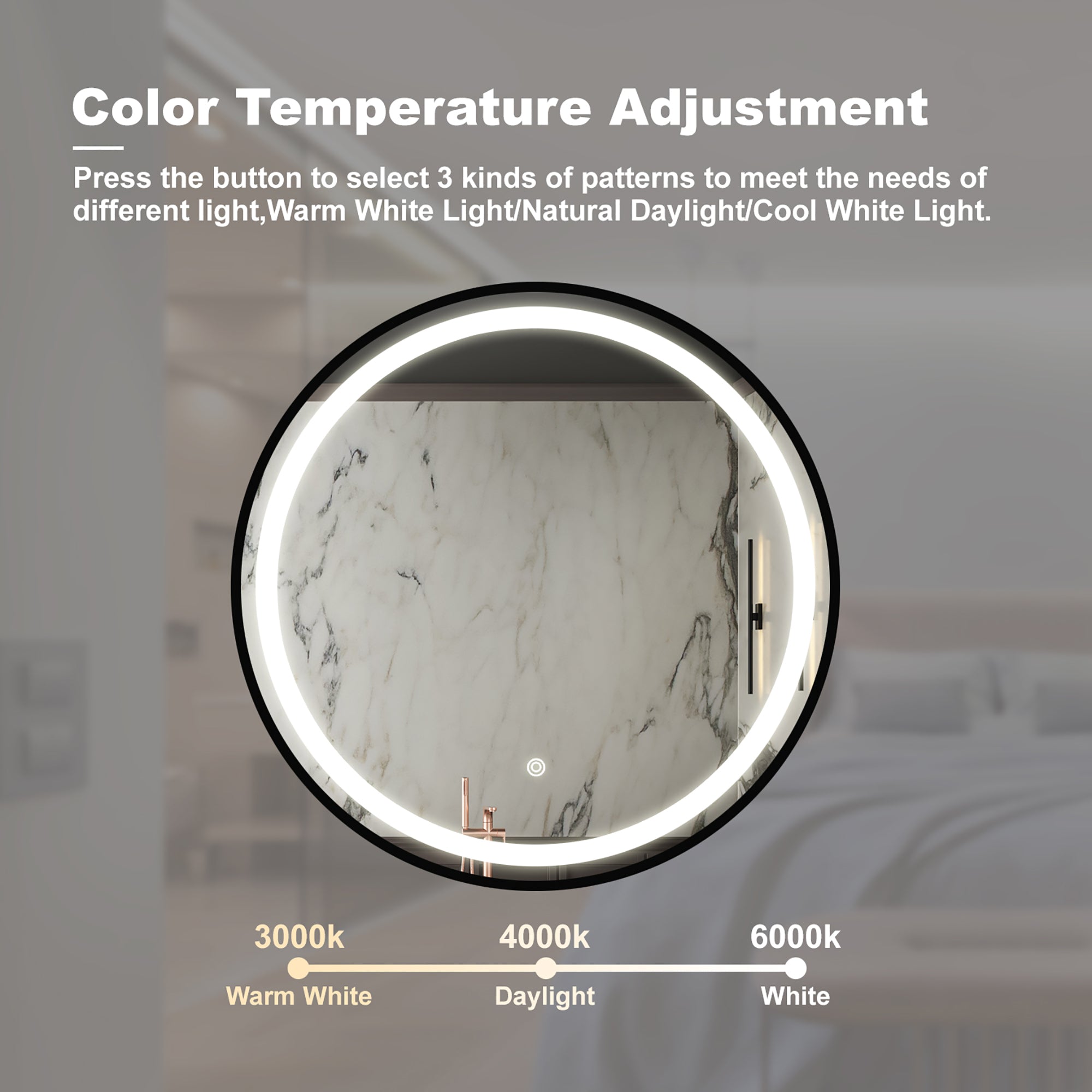Round Framed Anti-Fog Wall Mounted LED Bathroom Vanity Mirror