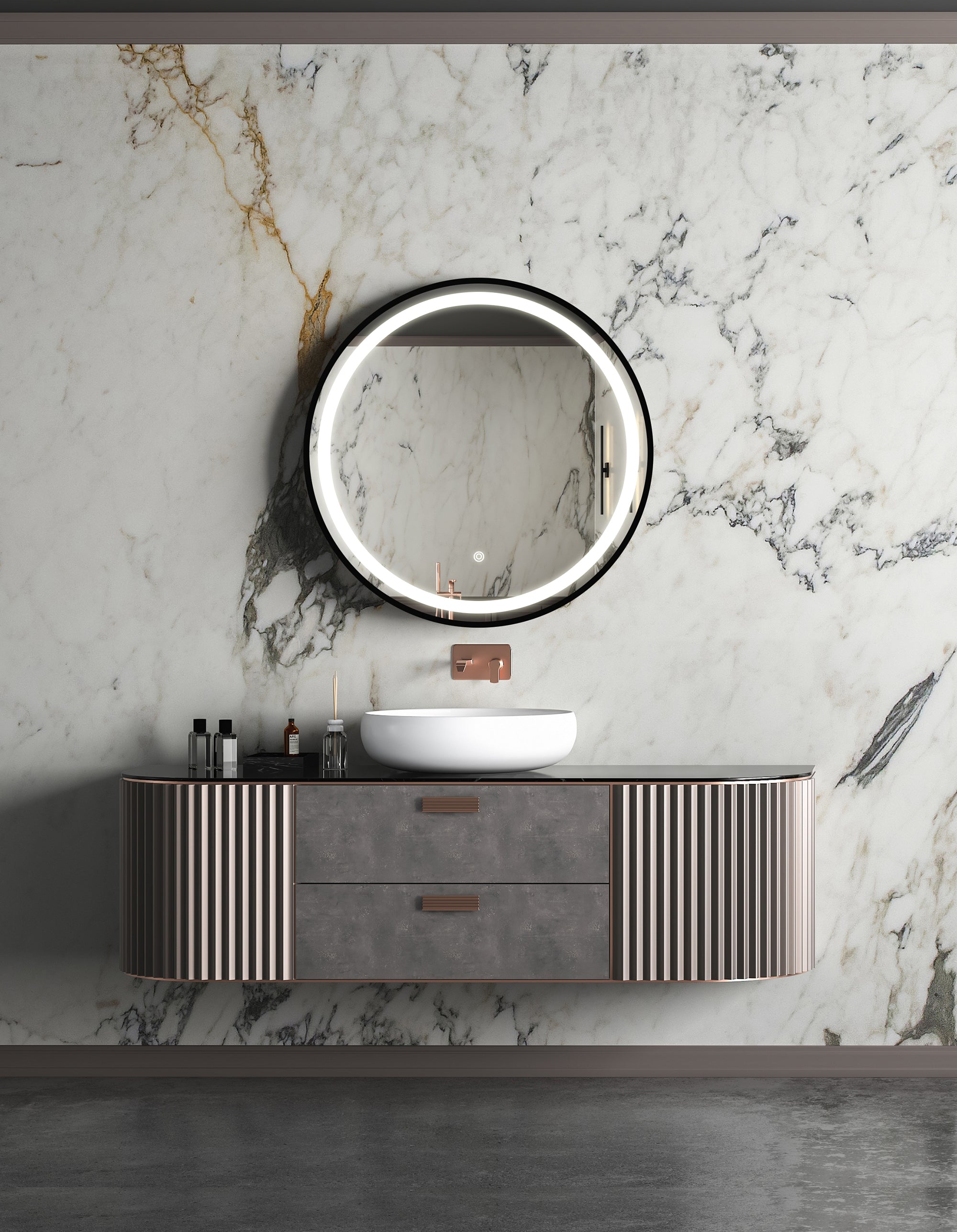 Round Framed Anti-Fog Wall Mounted LED Bathroom Vanity Mirror