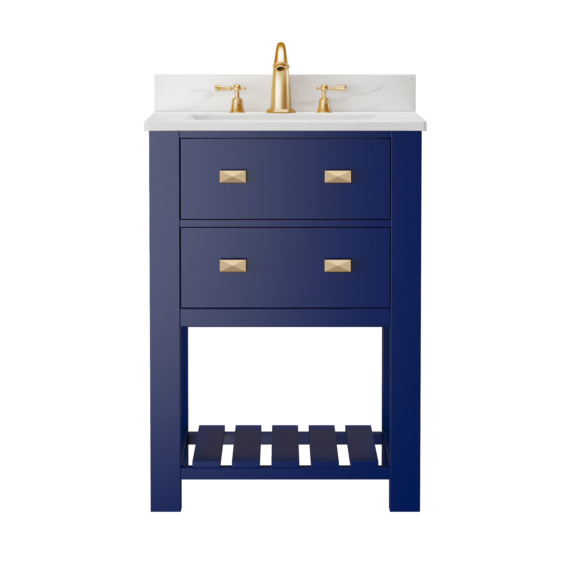 24/30 inch Plywood Freestanding Bathroom Vanity Set with Open Shelf and Ceramic Sink