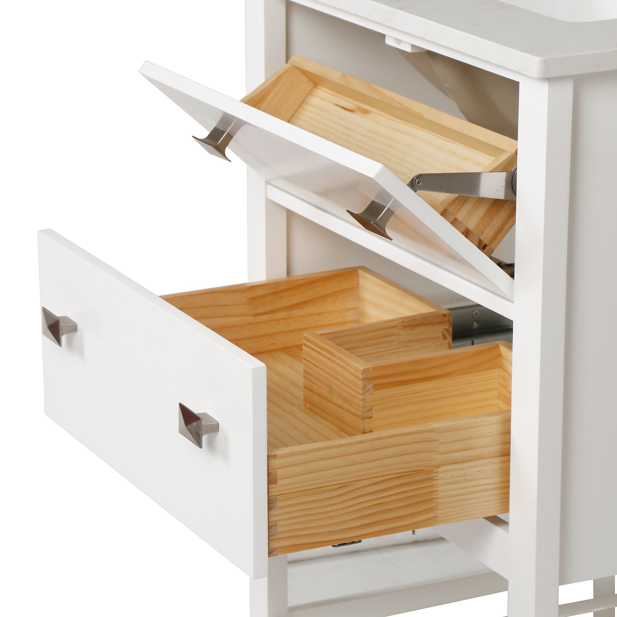 24/30 inch Plywood Freestanding Bathroom Vanity Set with Open Shelf and Ceramic Sink