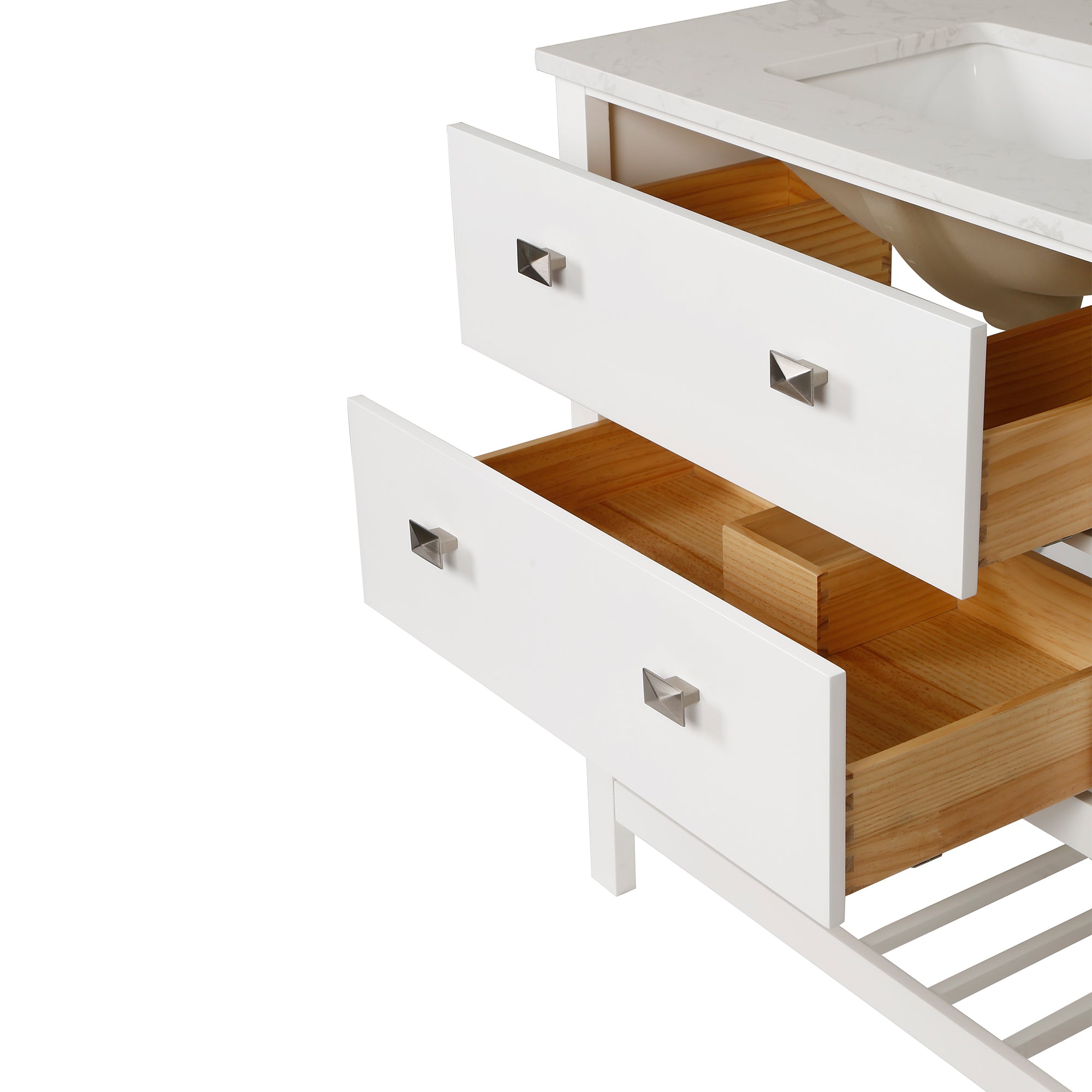 24/30 inch Plywood Freestanding Bathroom Vanity Set with Open Shelf and Ceramic Sink