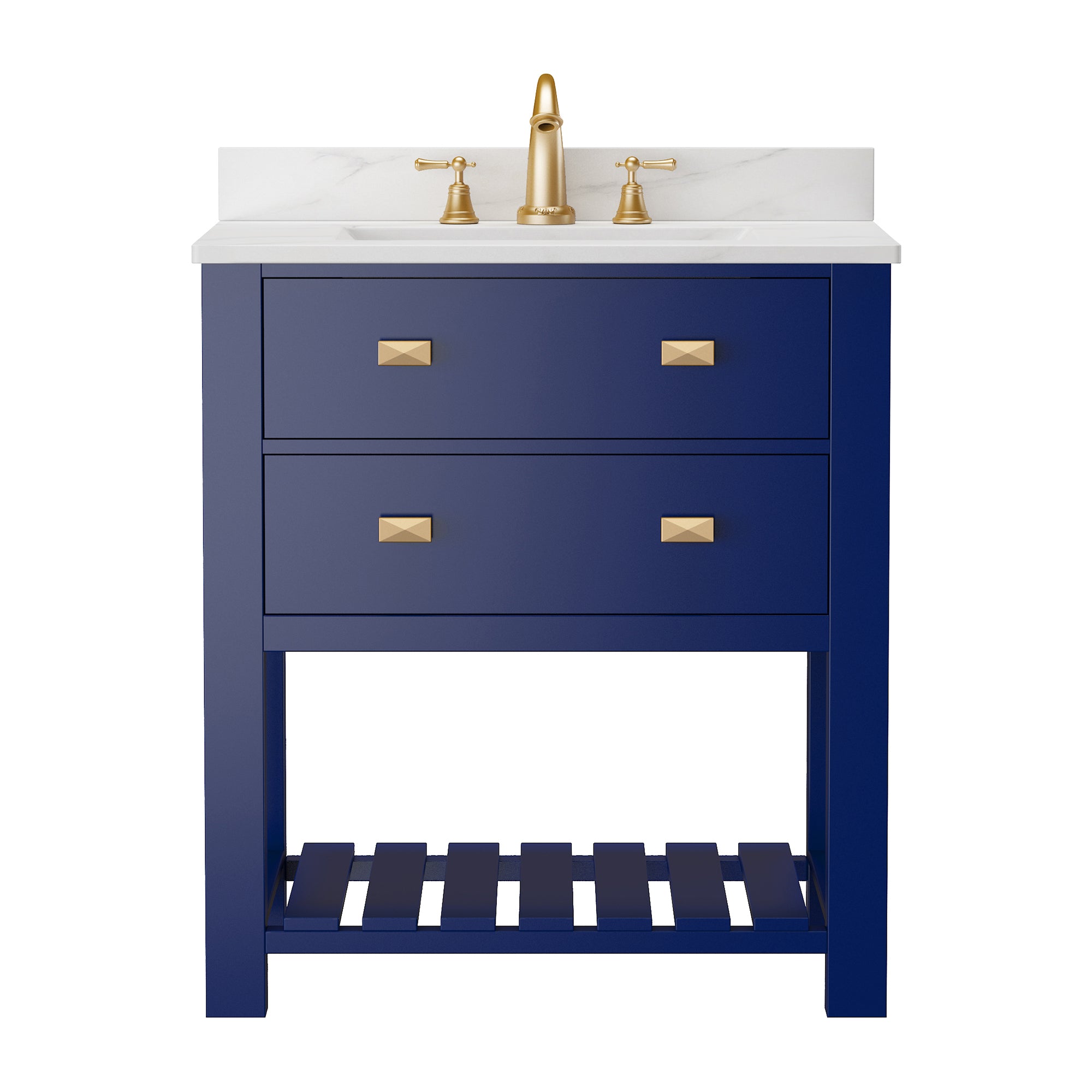 24/30 inch Plywood Freestanding Bathroom Vanity Set with Open Shelf and Ceramic Sink