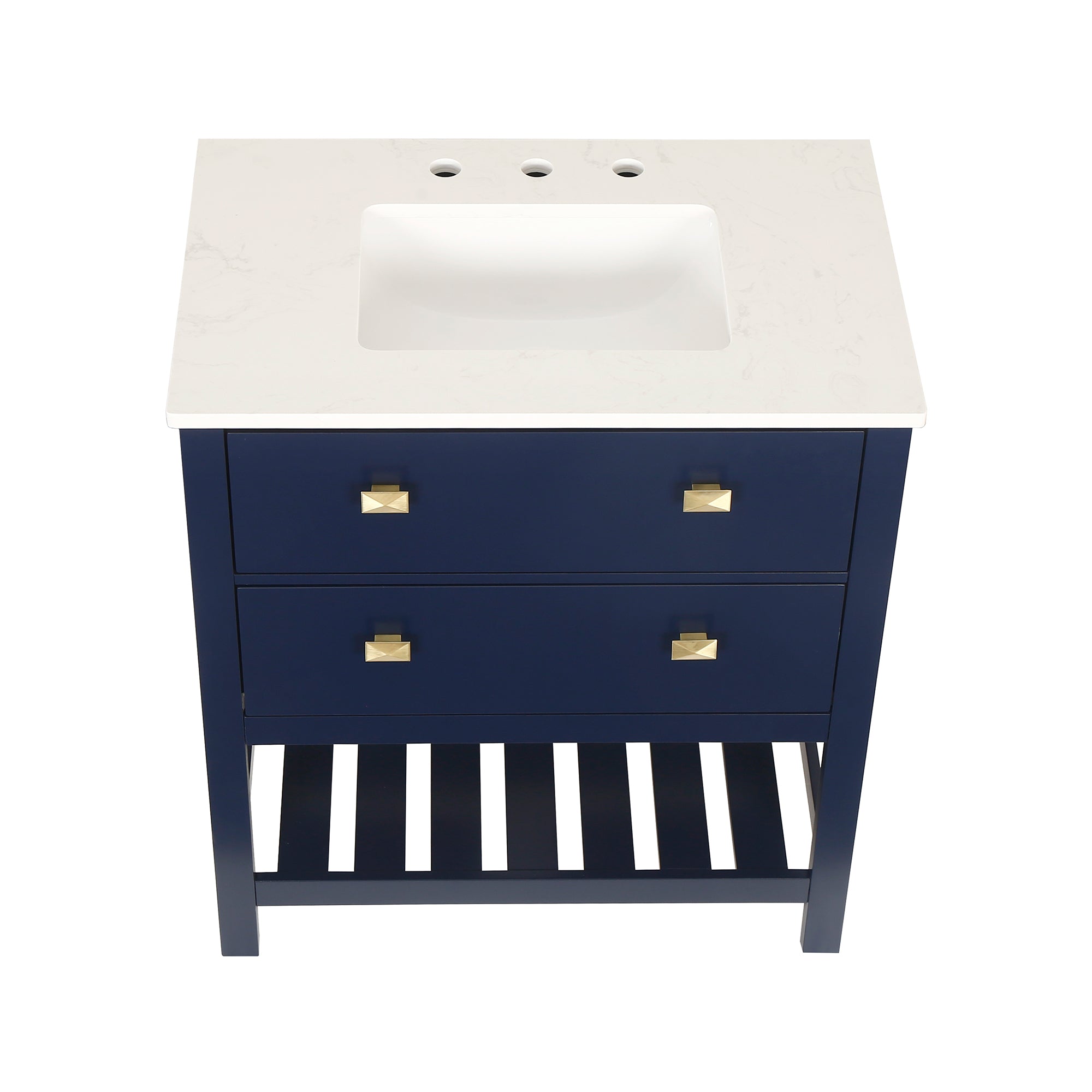 24/30 inch Plywood Freestanding Bathroom Vanity Set with Open Shelf and Ceramic Sink