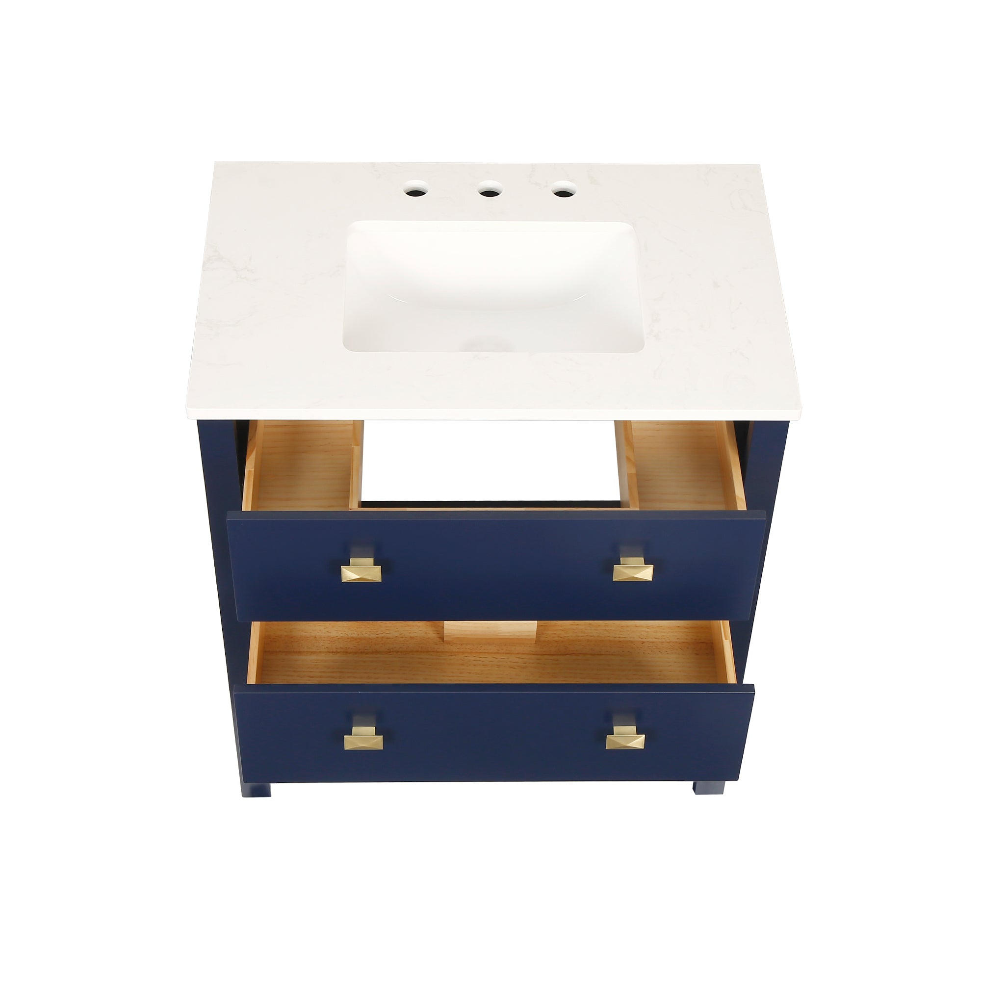 24/30 inch Plywood Freestanding Bathroom Vanity Set with Open Shelf and Ceramic Sink