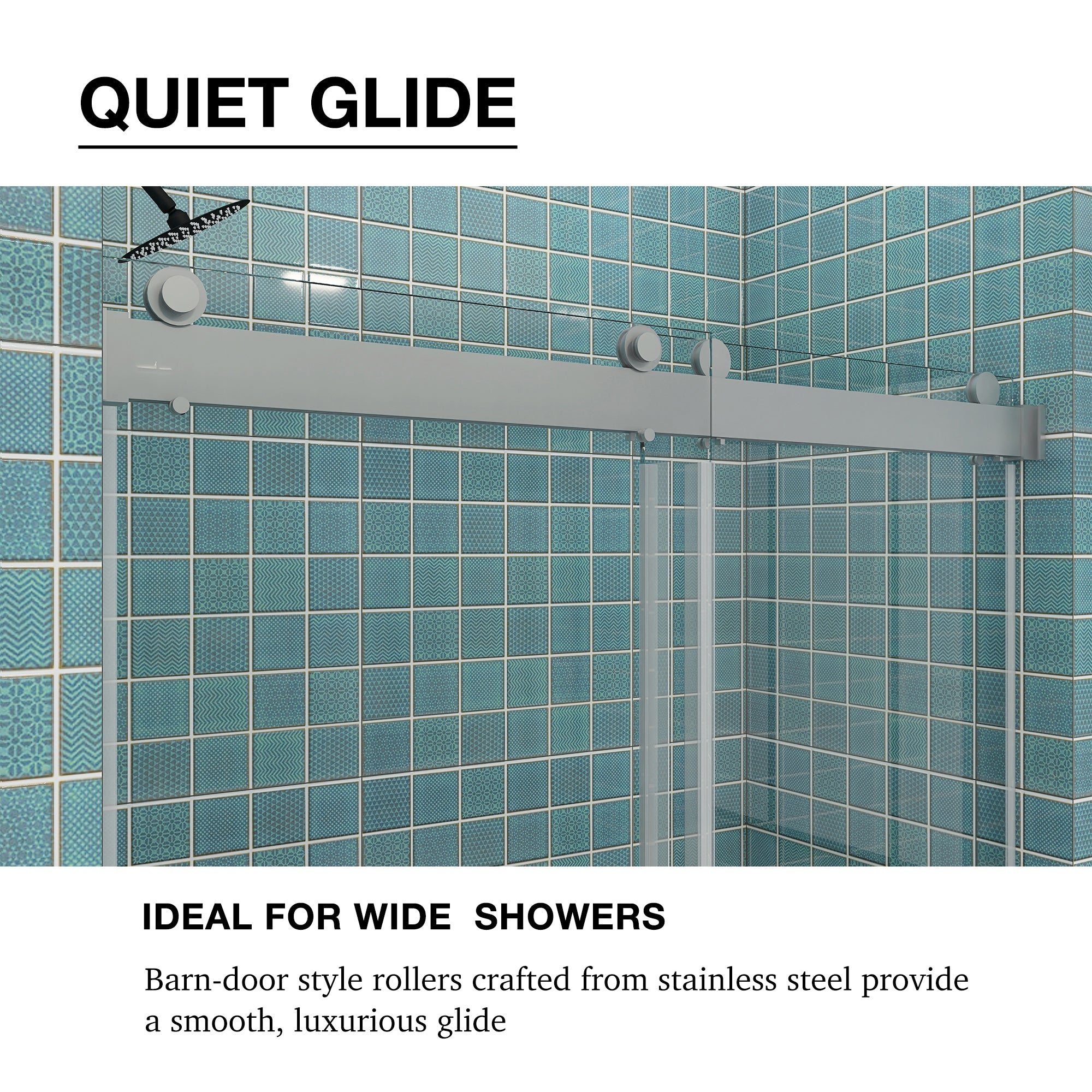 48/60/72 in. W Sliding Frameless Shower Door in Chrome with Tempered glass