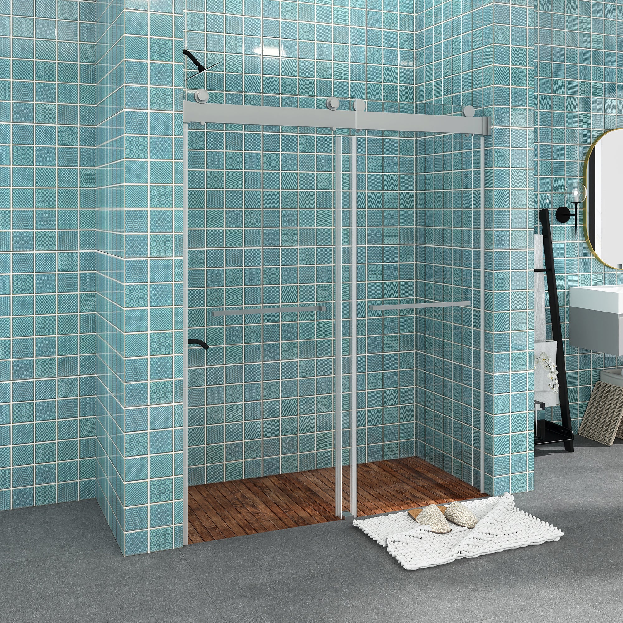 48/60/72 in. W Sliding Frameless Shower Door in Chrome with Tempered glass