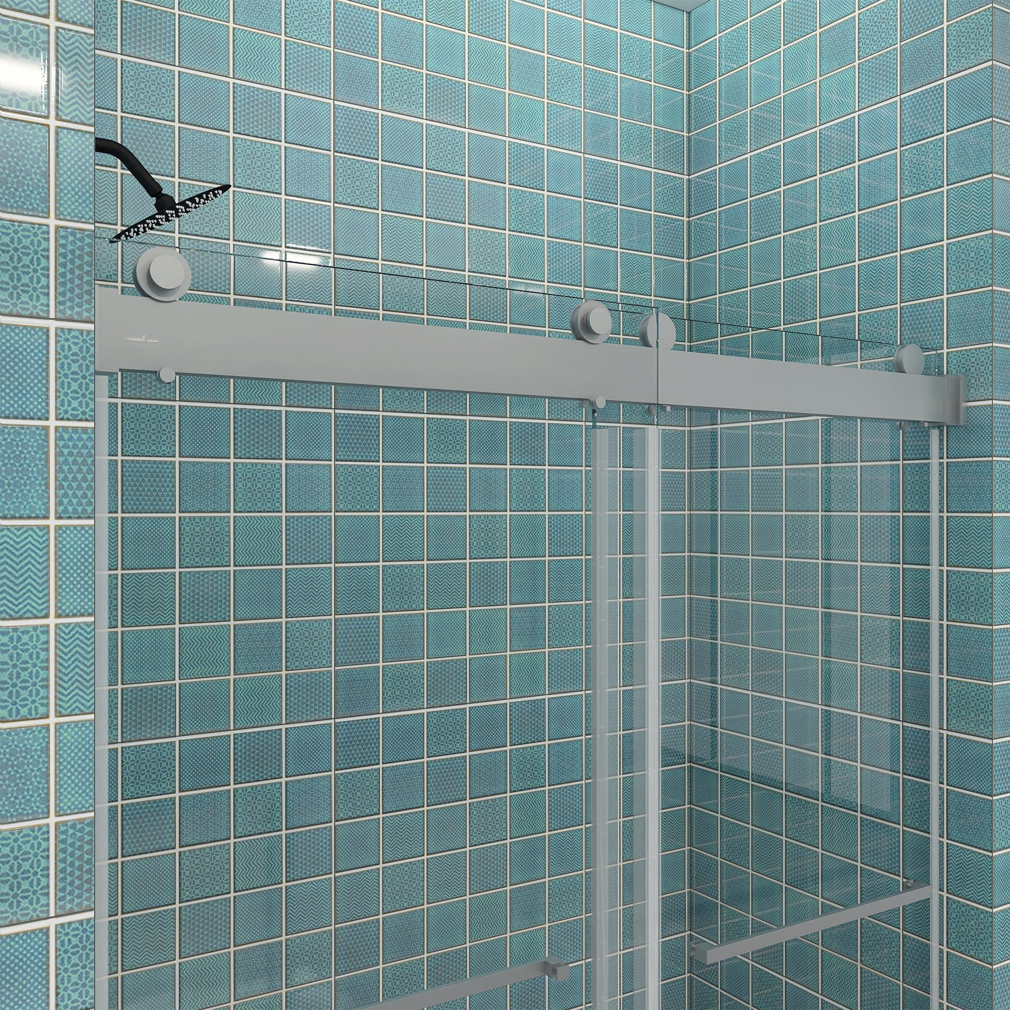 48/60/72 in. W Sliding Frameless Shower Door in Chrome with Tempered glass