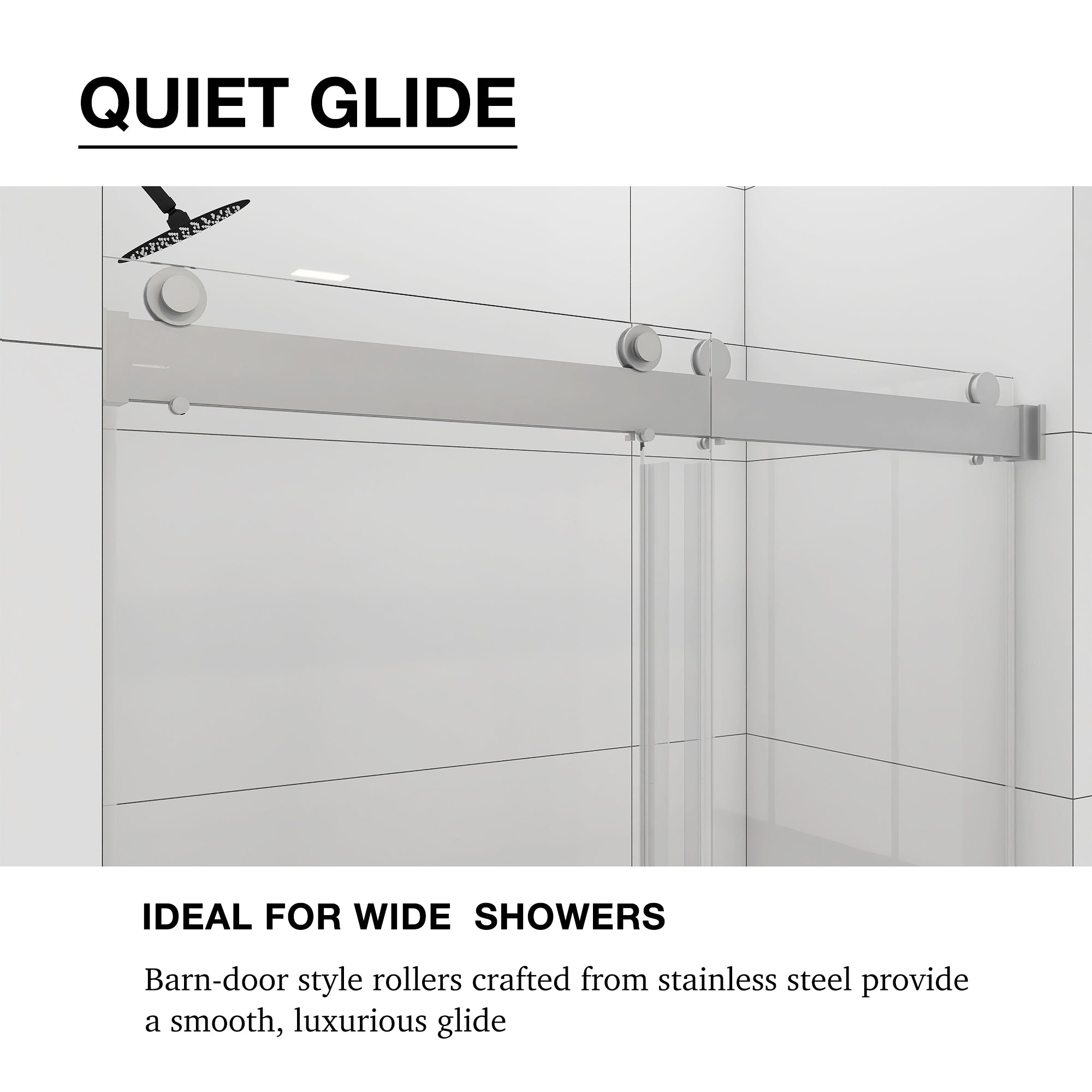 48/60/72 in. W Sliding Frameless Shower Door in Chrome with Tempered glass