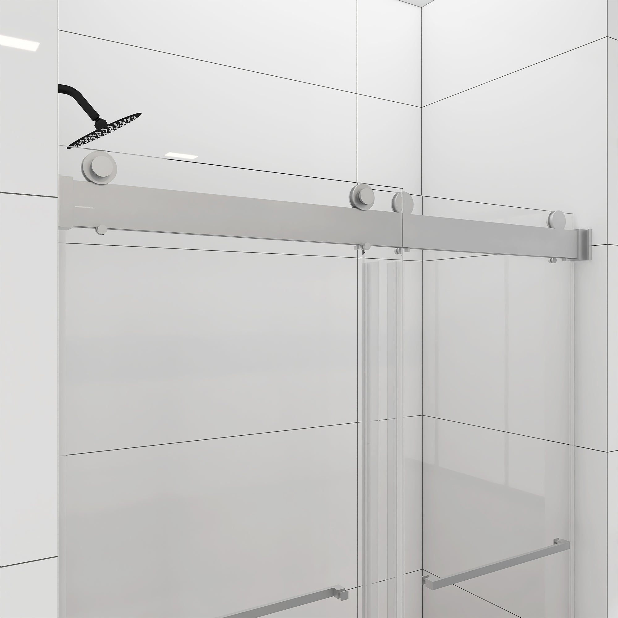 48/60/72 in. W Sliding Frameless Shower Door in Chrome with Tempered glass