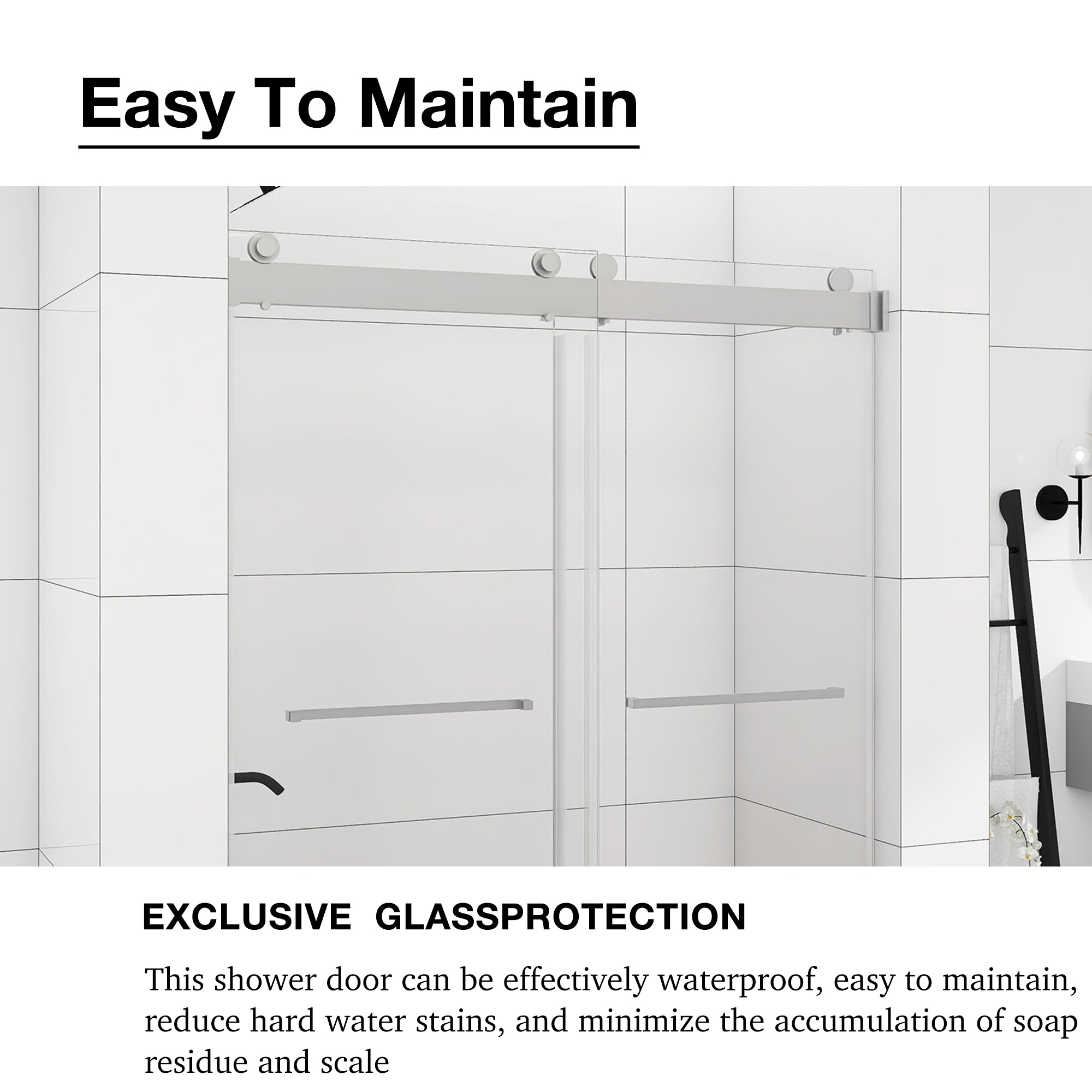 48/60/72 in. W Sliding Frameless Shower Door in Chrome with Tempered glass
