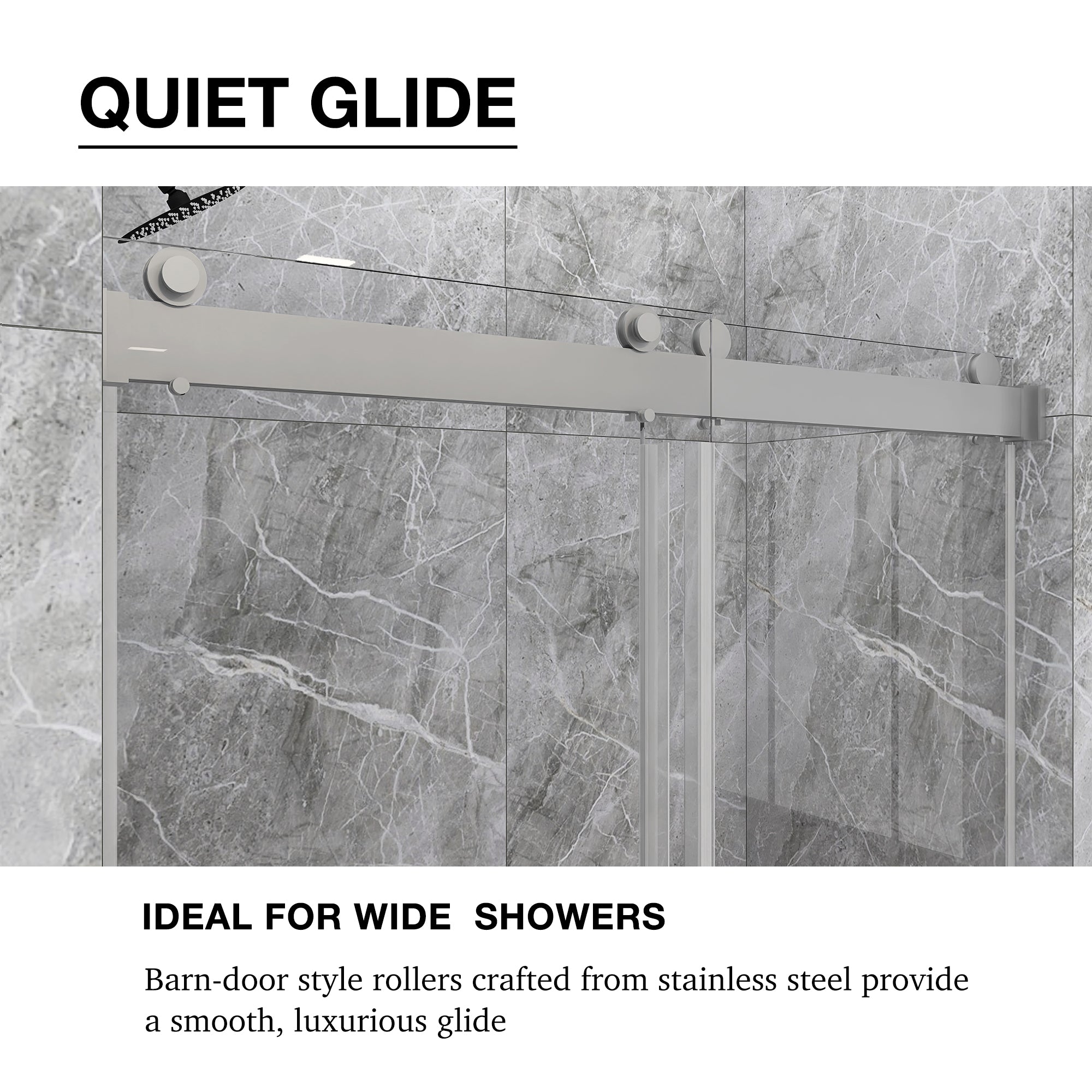 48/60/72 in. W Sliding Frameless Shower Door in Chrome with Tempered glass