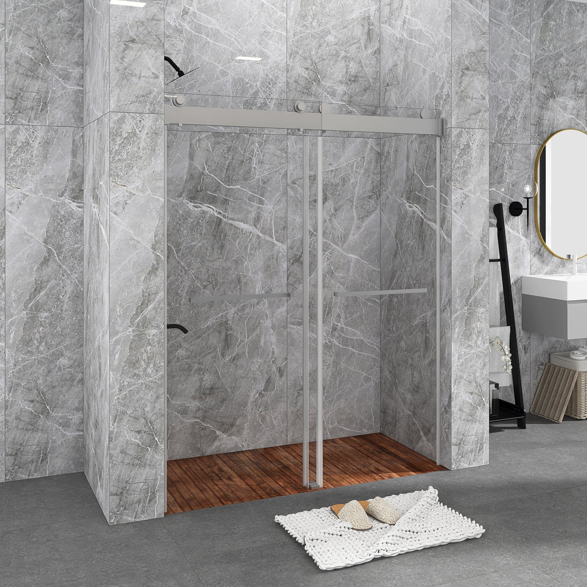 48/60/72 in. W Sliding Frameless Shower Door in Chrome with Tempered glass