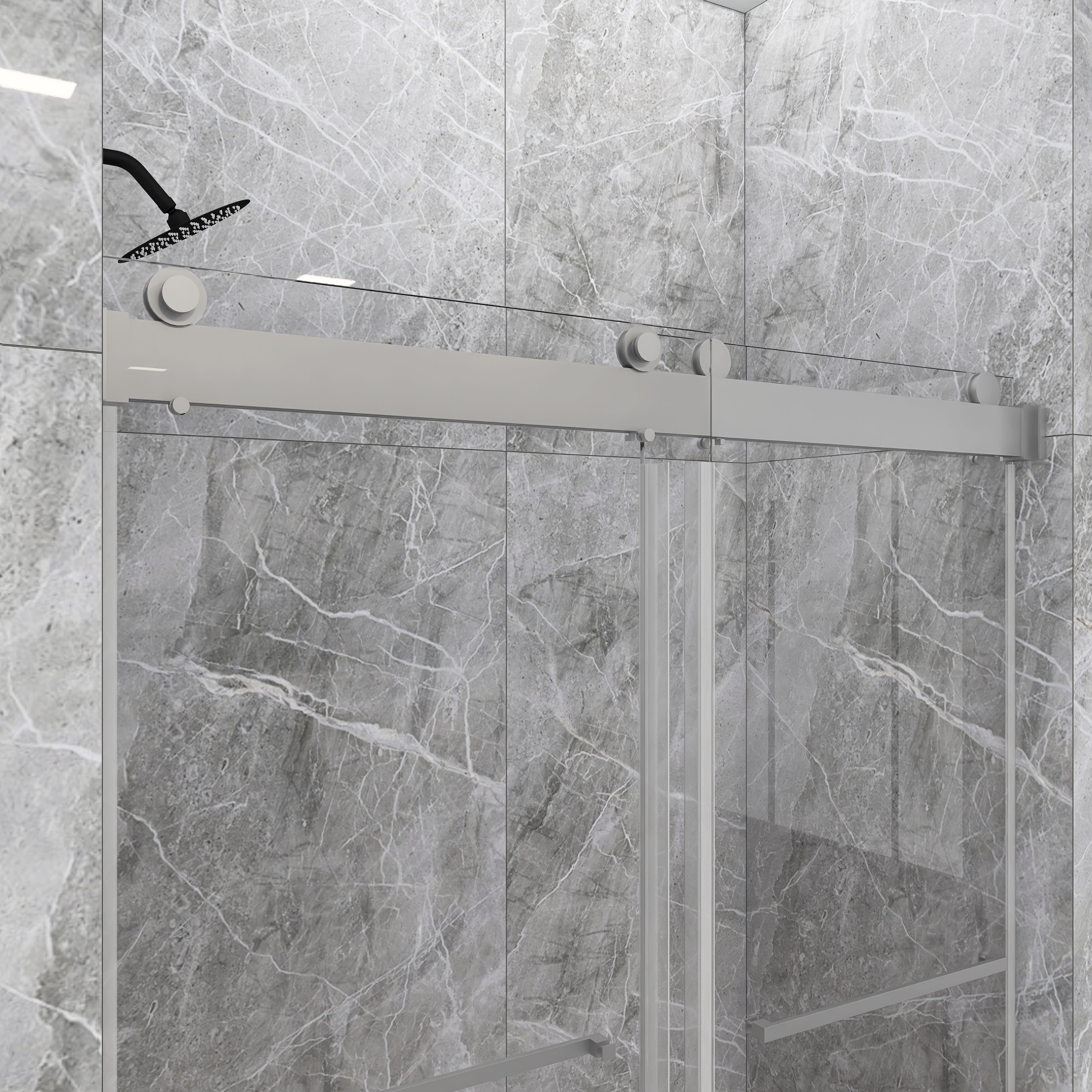 48/60/72 in. W Sliding Frameless Shower Door in Chrome with Tempered glass