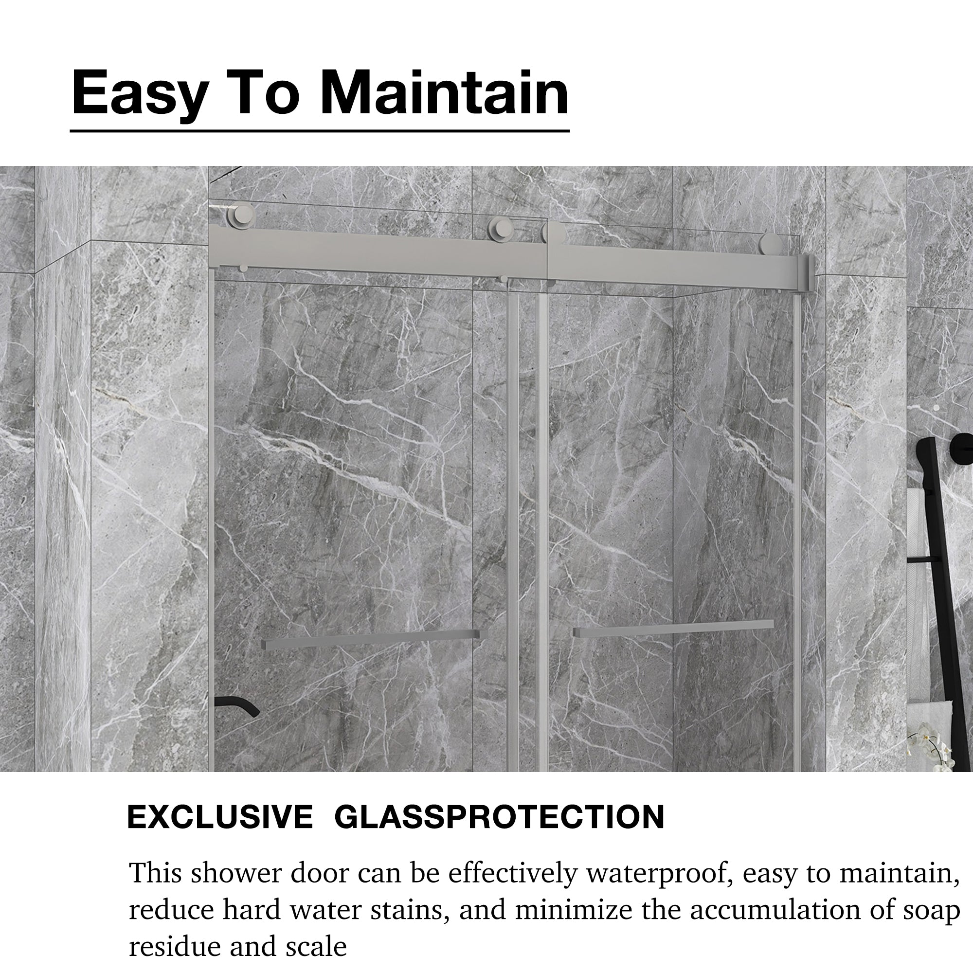 48/60/72 in. W Sliding Frameless Shower Door in Chrome with Tempered glass