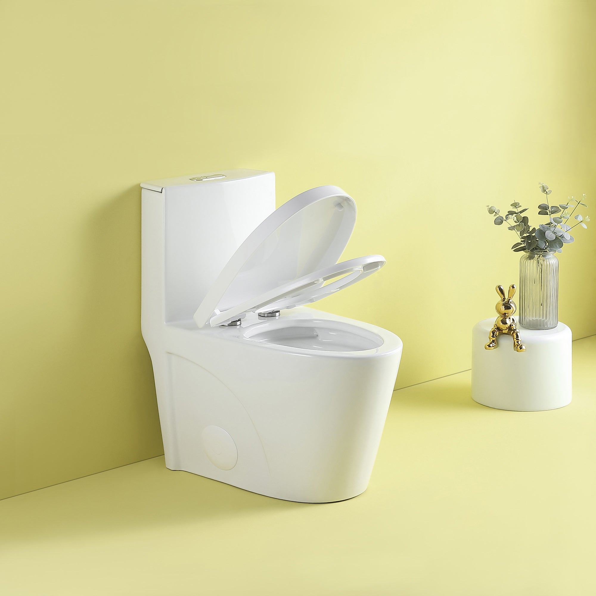 15 5/8 Inch One-piece 1.1/1.6 GPF Dual Flush Elongated Toilet with Soft-Close Seat