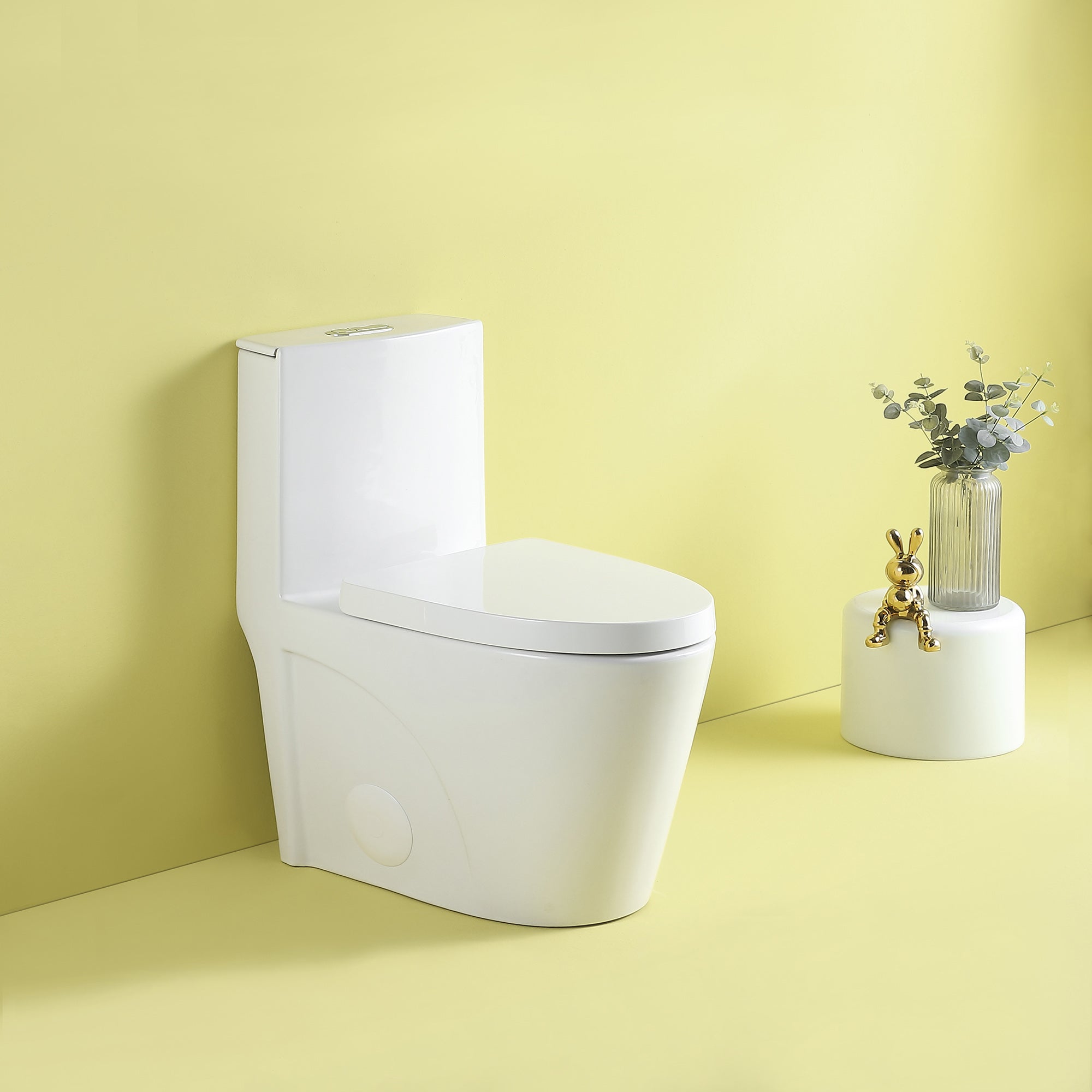 15 5/8 Inch One-piece 1.1/1.6 GPF Dual Flush Elongated Toilet with Soft-Close Seat