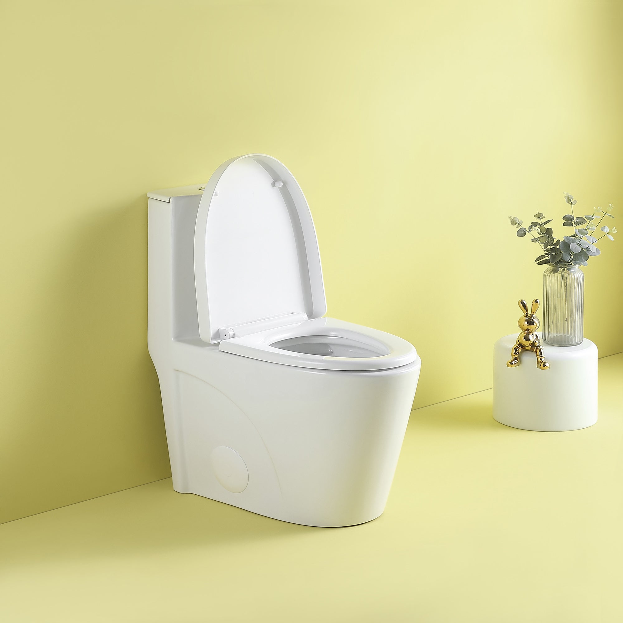 15 5/8 Inch One-piece 1.1/1.6 GPF Dual Flush Elongated Toilet with Soft-Close Seat