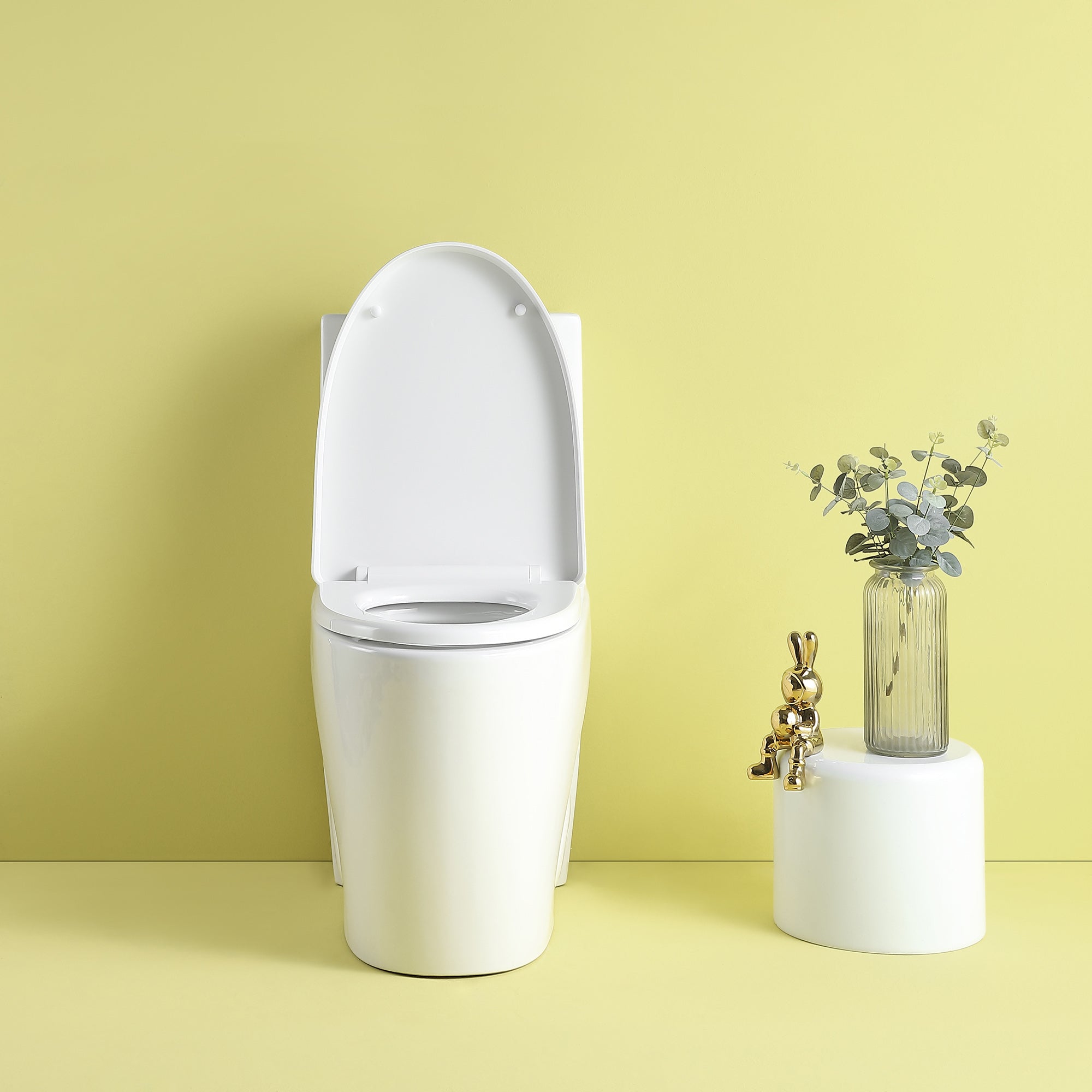 15 5/8 Inch One-piece 1.1/1.6 GPF Dual Flush Elongated Toilet with Soft-Close Seat